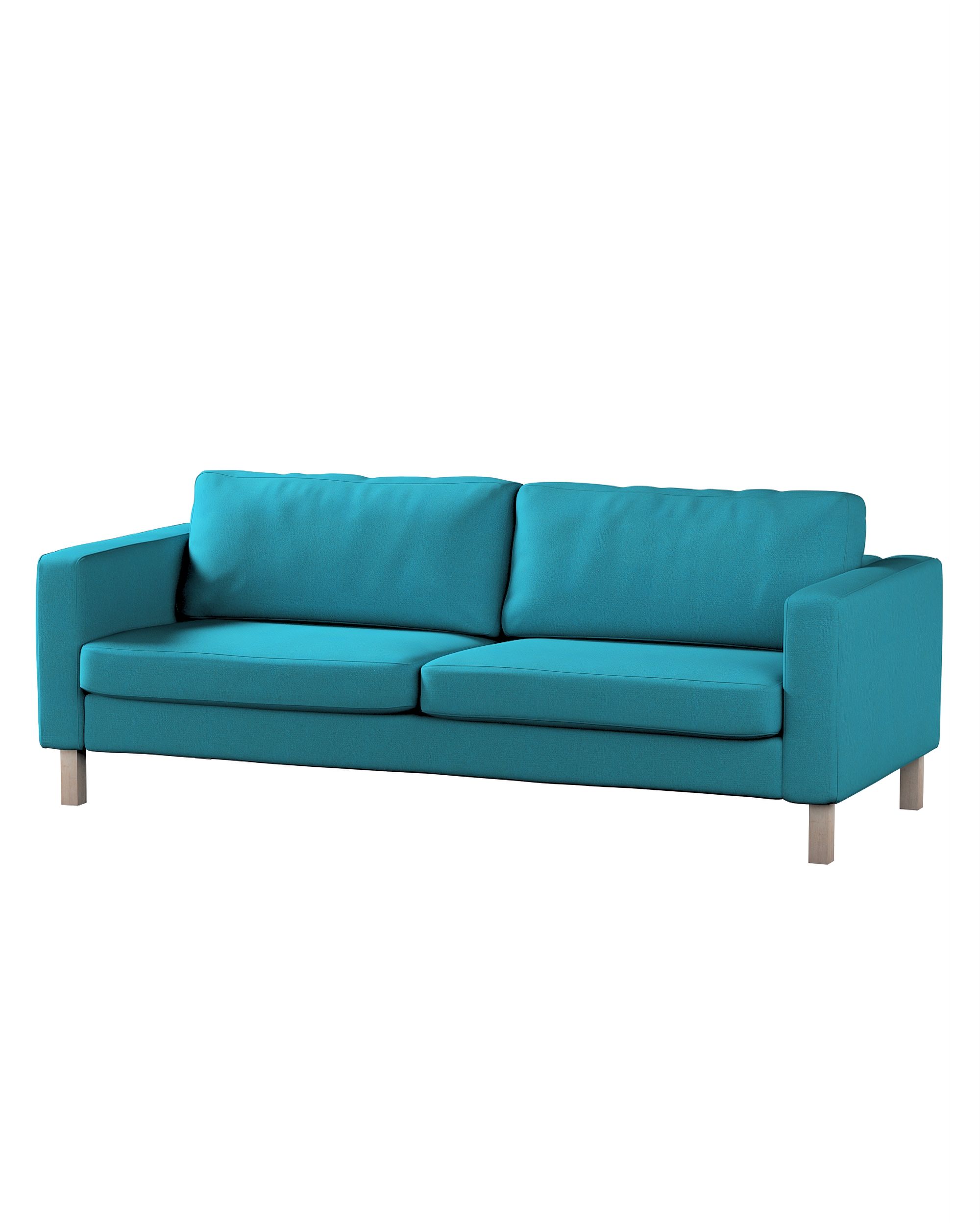Bezug für Karlstad 3-Sitzer Sofa nicht ausklappbar, kurz Farbe blau Stoff strukturiert