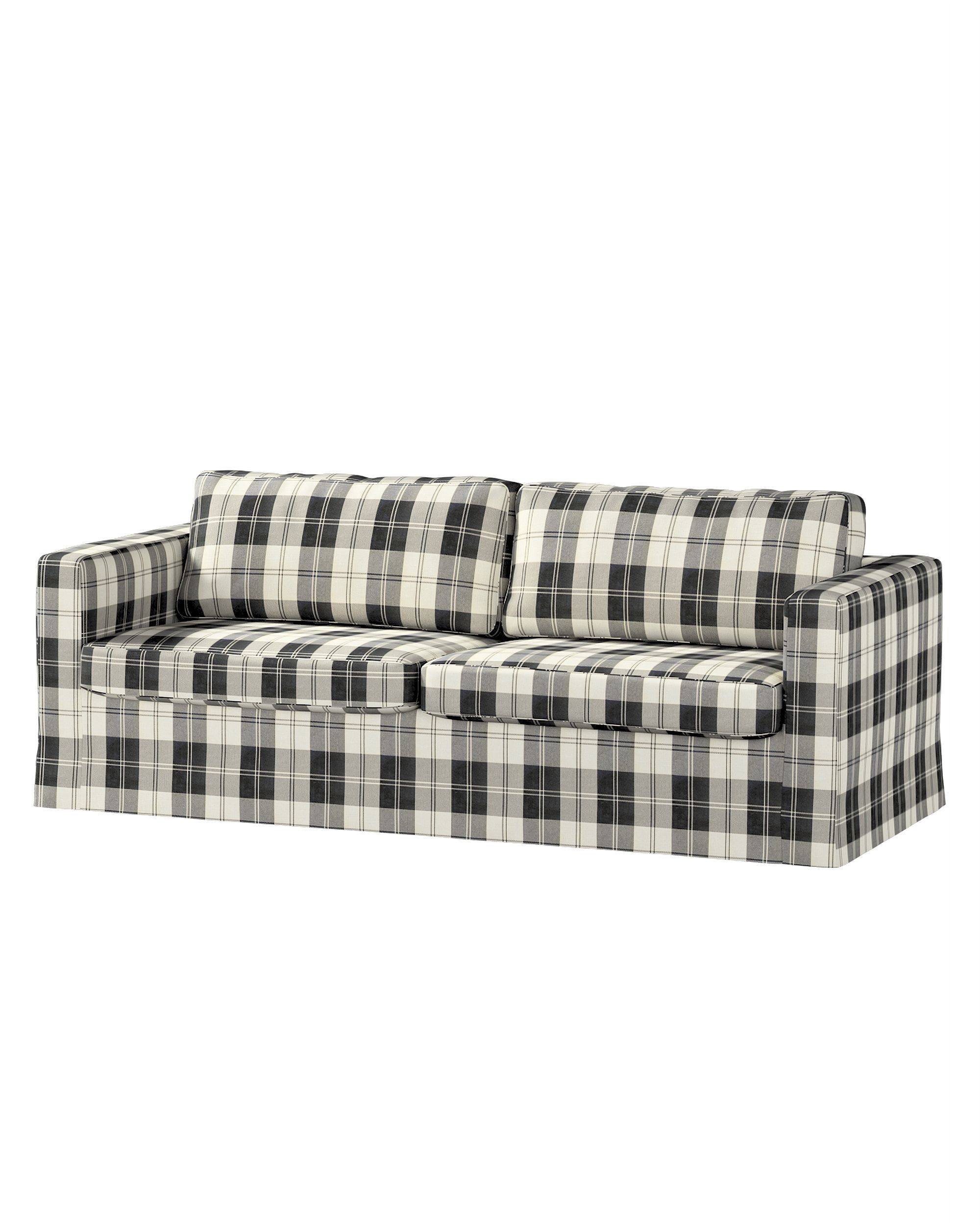 Bezug für Karlstad 3-Sitzer Sofa nicht ausklappbar, lang Farbe schwarz Stoff strukturiert, gemustert