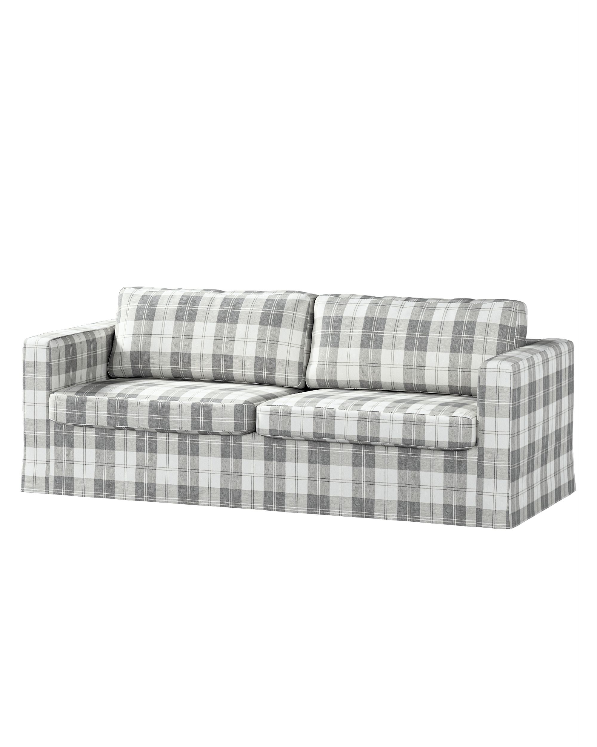 Bezug für Karlstad 3-Sitzer Sofa nicht ausklappbar, lang Farbe grau Stoff strukturiert, gemustert