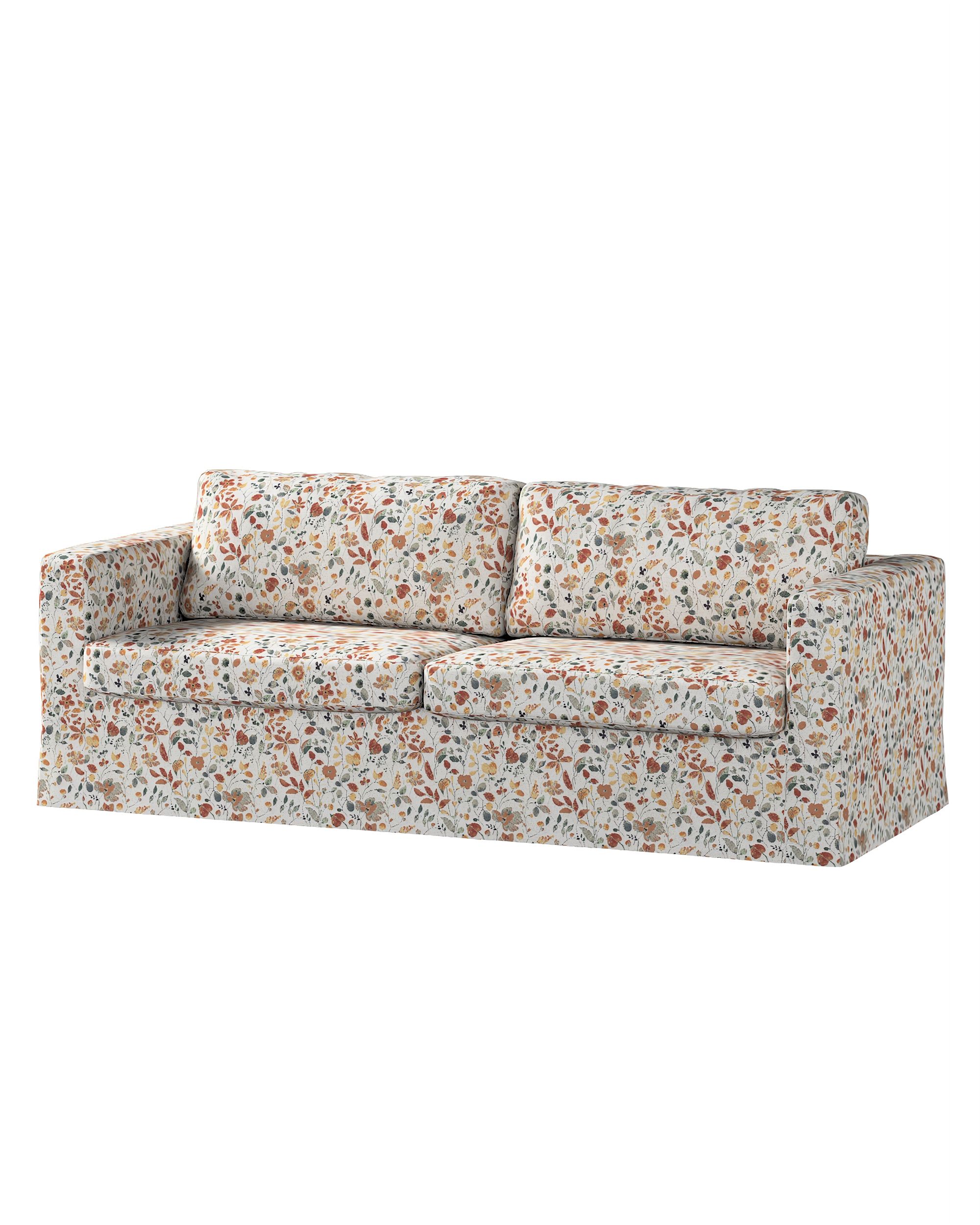 Bezug für Karlstad 3-Sitzer Sofa nicht ausklappbar, lang Farbe orange Stoff strukturiert, gemustert