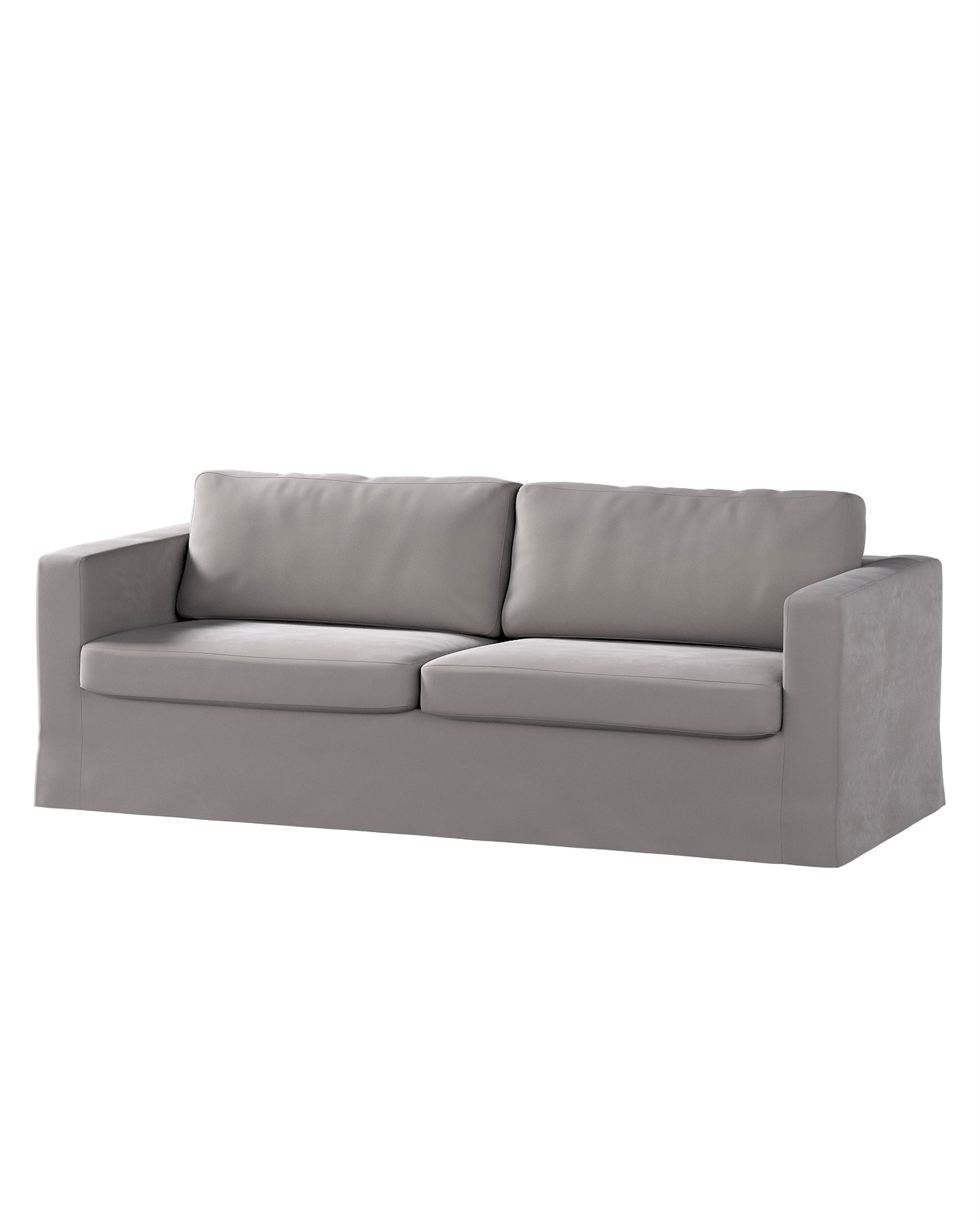 Bezug für Karlstad 3-Sitzer Sofa nicht ausklappbar, lang Farbe grau Stoff glänzend, samt