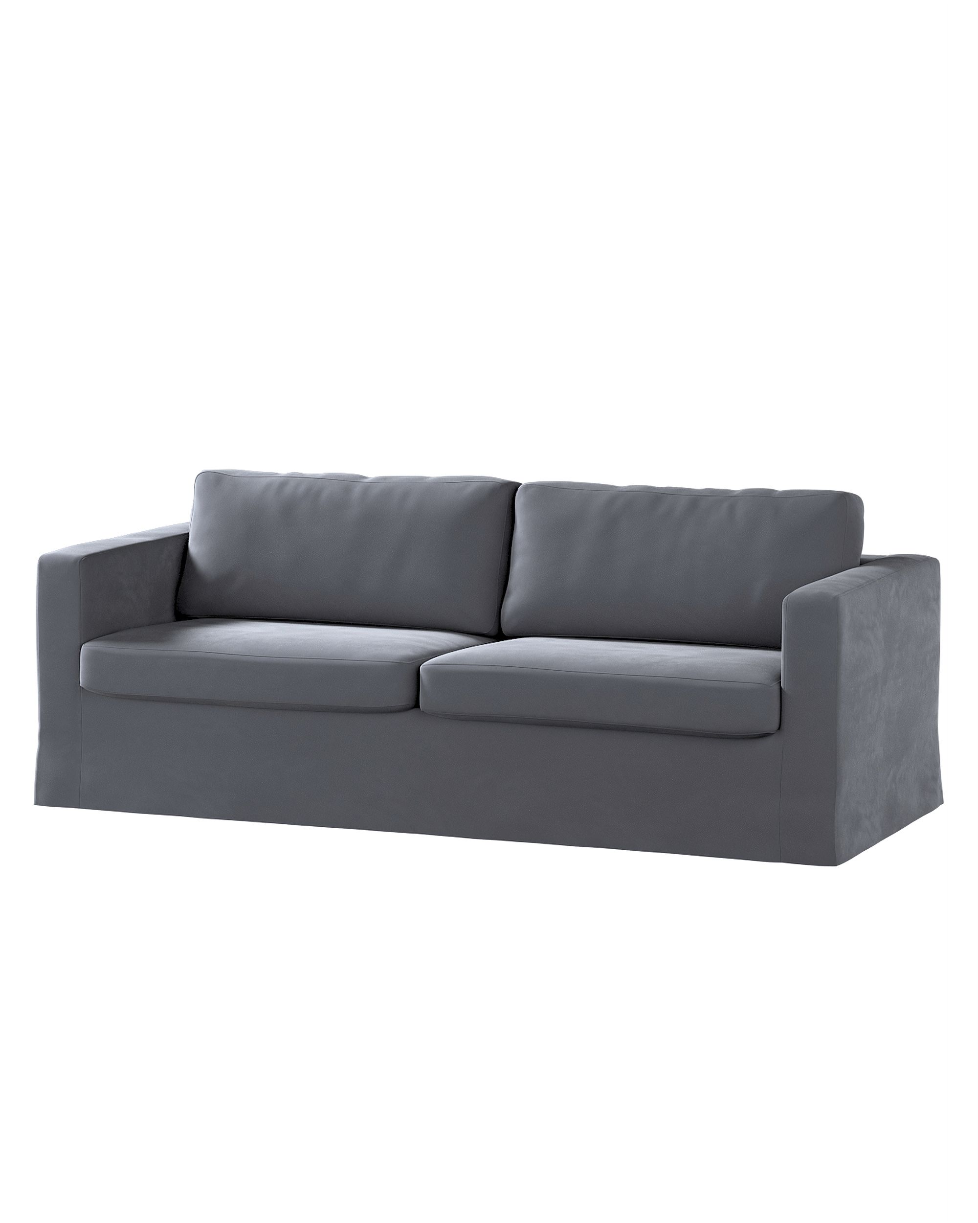 Bezug für Karlstad 3-Sitzer Sofa nicht ausklappbar, lang Farbe grau Stoff glänzend, samt