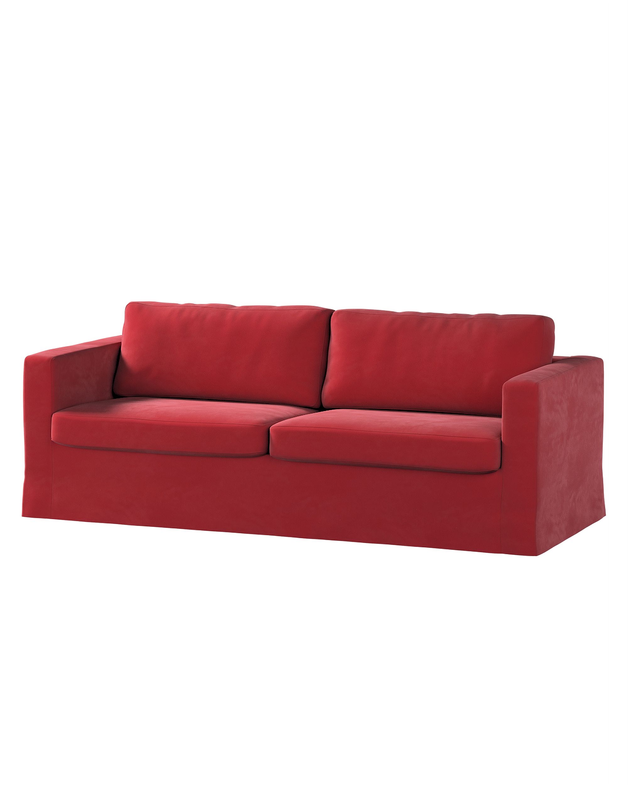 Bezug für Karlstad 3-Sitzer Sofa nicht ausklappbar, lang Farbe rot Stoff glänzend, samt