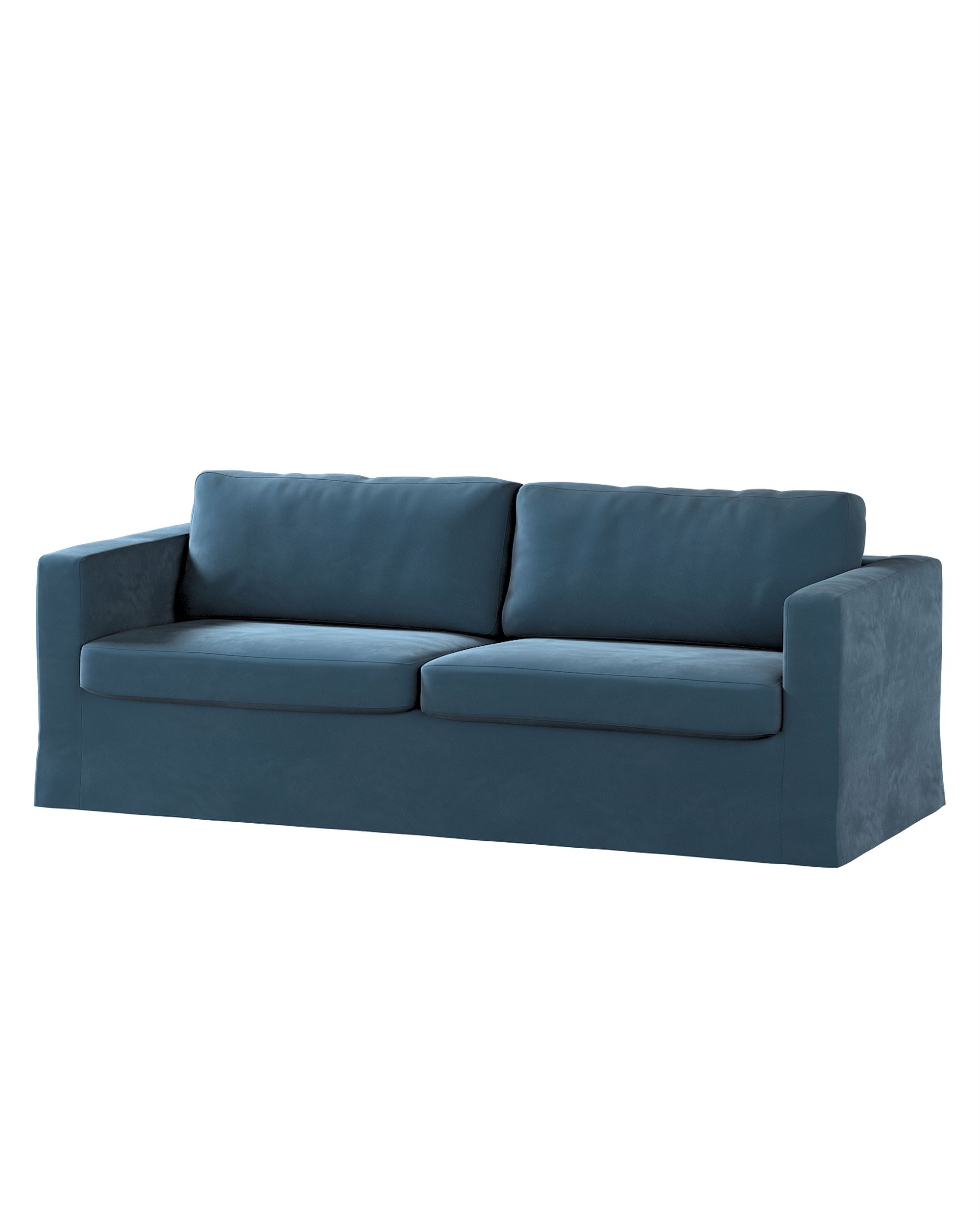 Bezug für Karlstad 3-Sitzer Sofa nicht ausklappbar, lang Farbe blau Stoff glänzend, samt