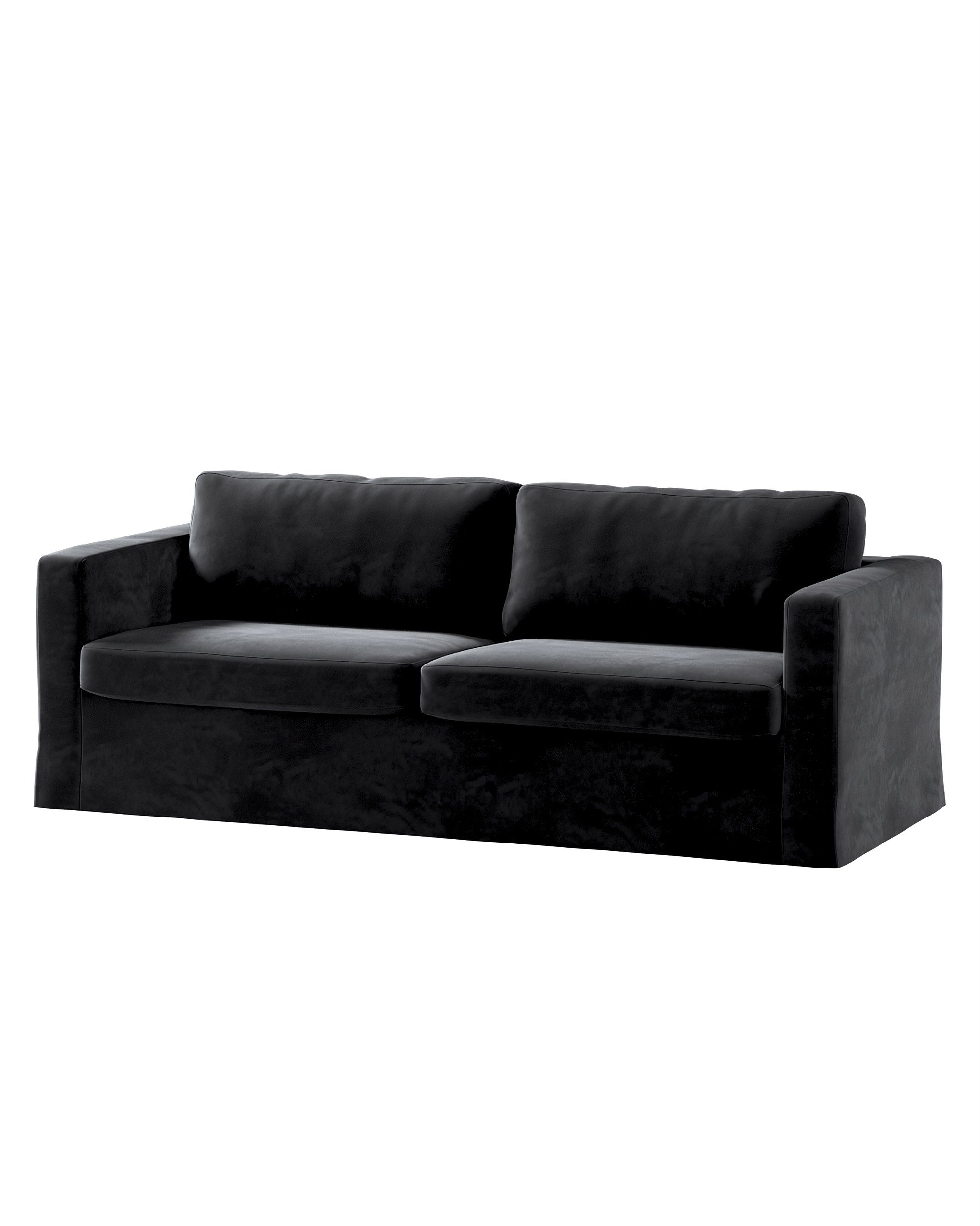 Bezug für Karlstad 3-Sitzer Sofa nicht ausklappbar, lang Farbe schwarz Stoff glänzend, samt