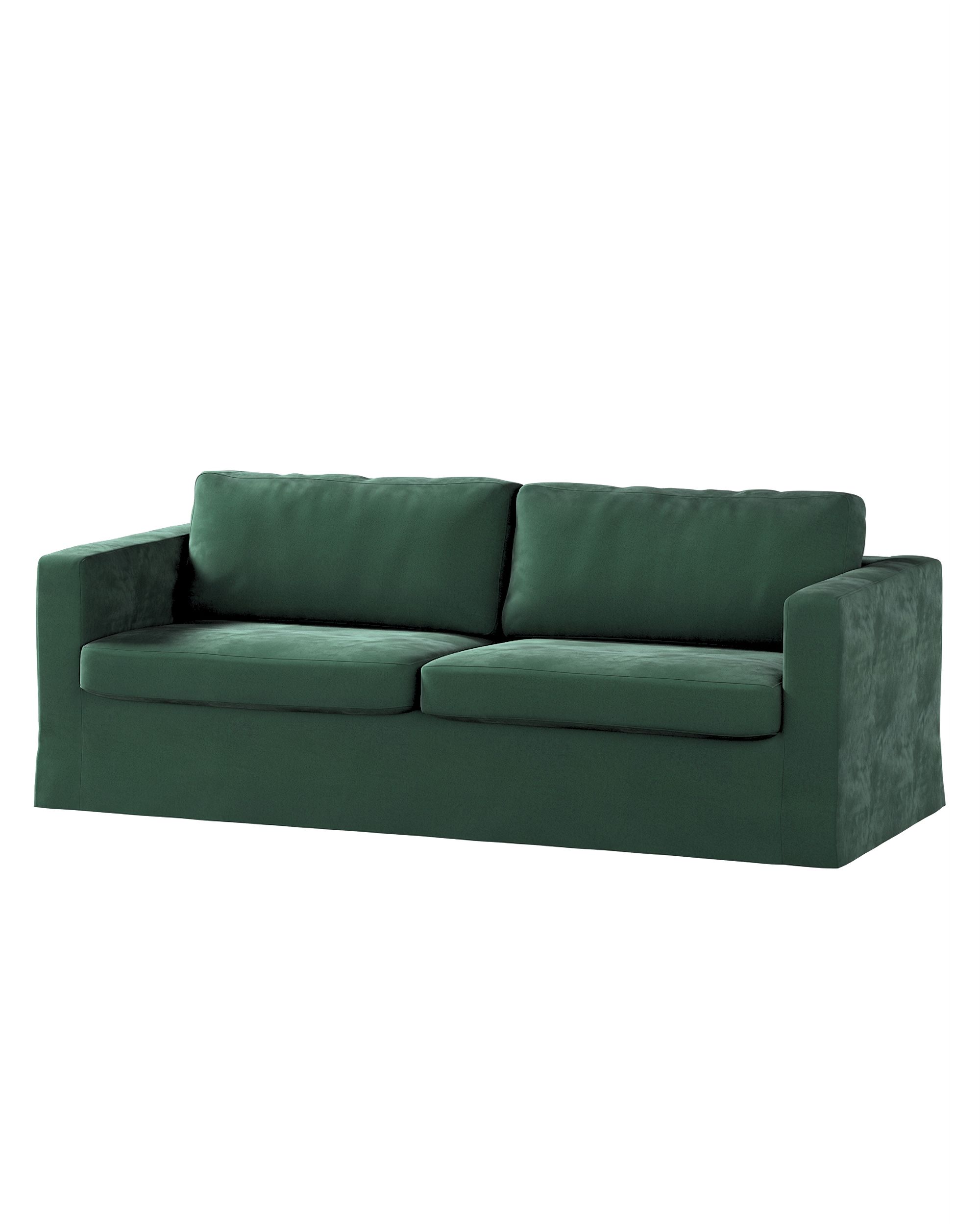 Bezug für Karlstad 3-Sitzer Sofa nicht ausklappbar, lang Farbe grün Stoff glänzend, samt