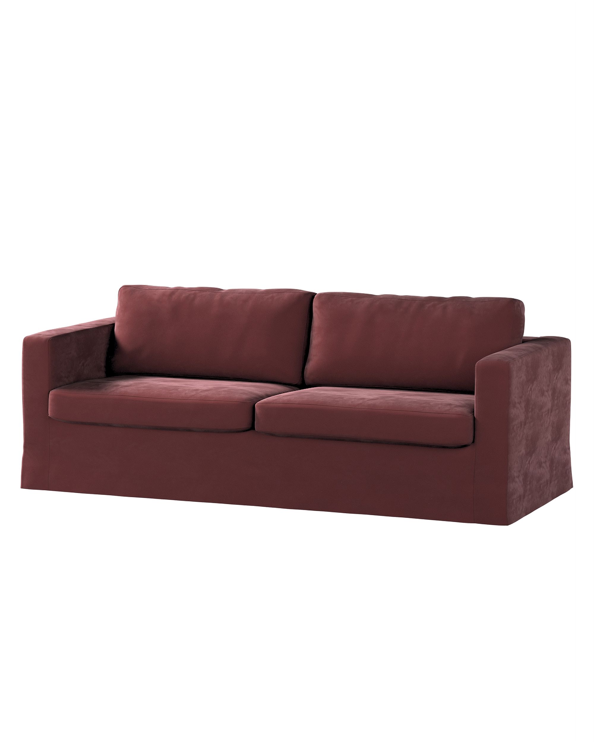 Bezug für Karlstad 3-Sitzer Sofa nicht ausklappbar, lang Farbe rot Stoff glänzend, samt