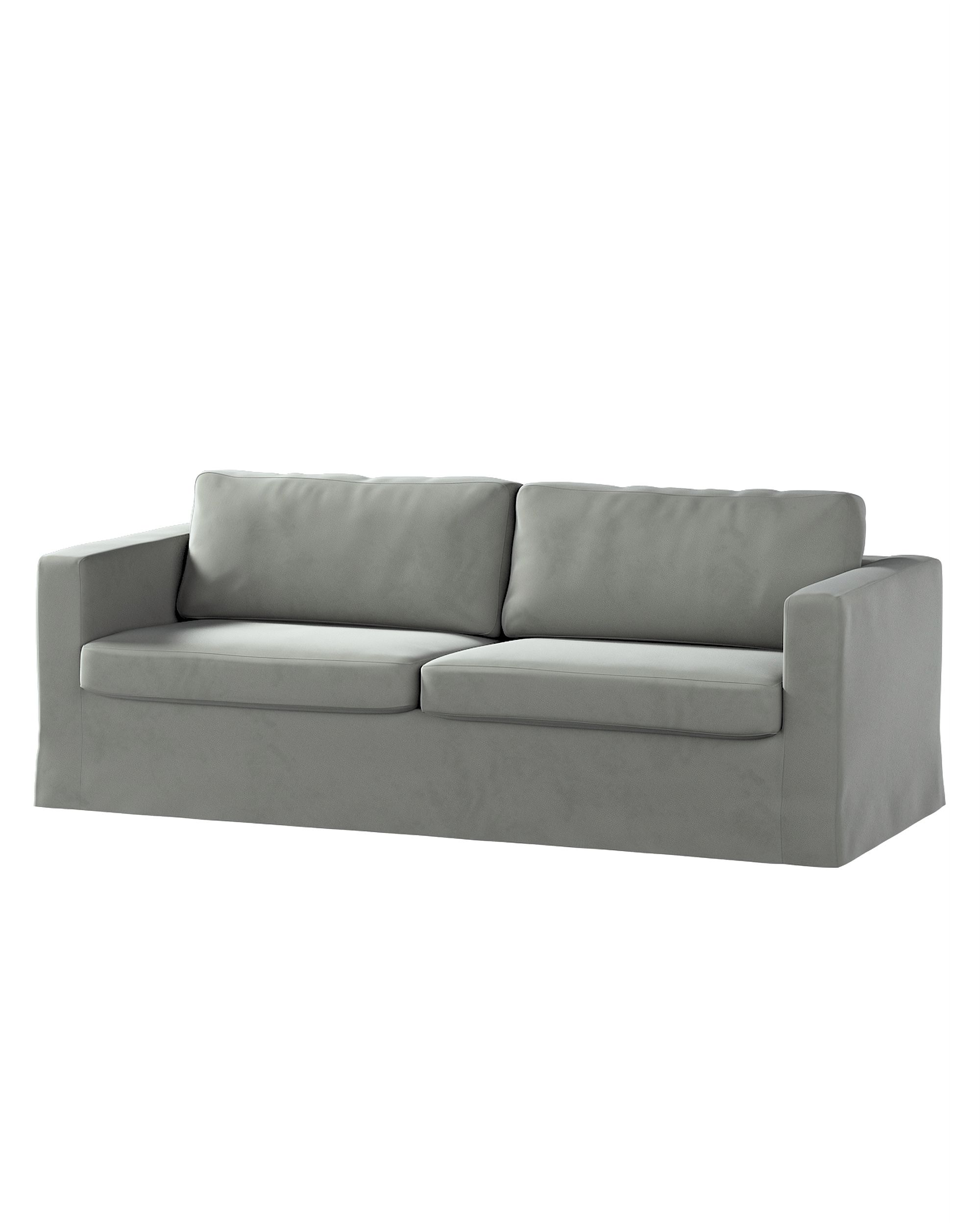 Bezug für Karlstad 3-Sitzer Sofa nicht ausklappbar, lang Farbe grau Stoff glänzend, samt