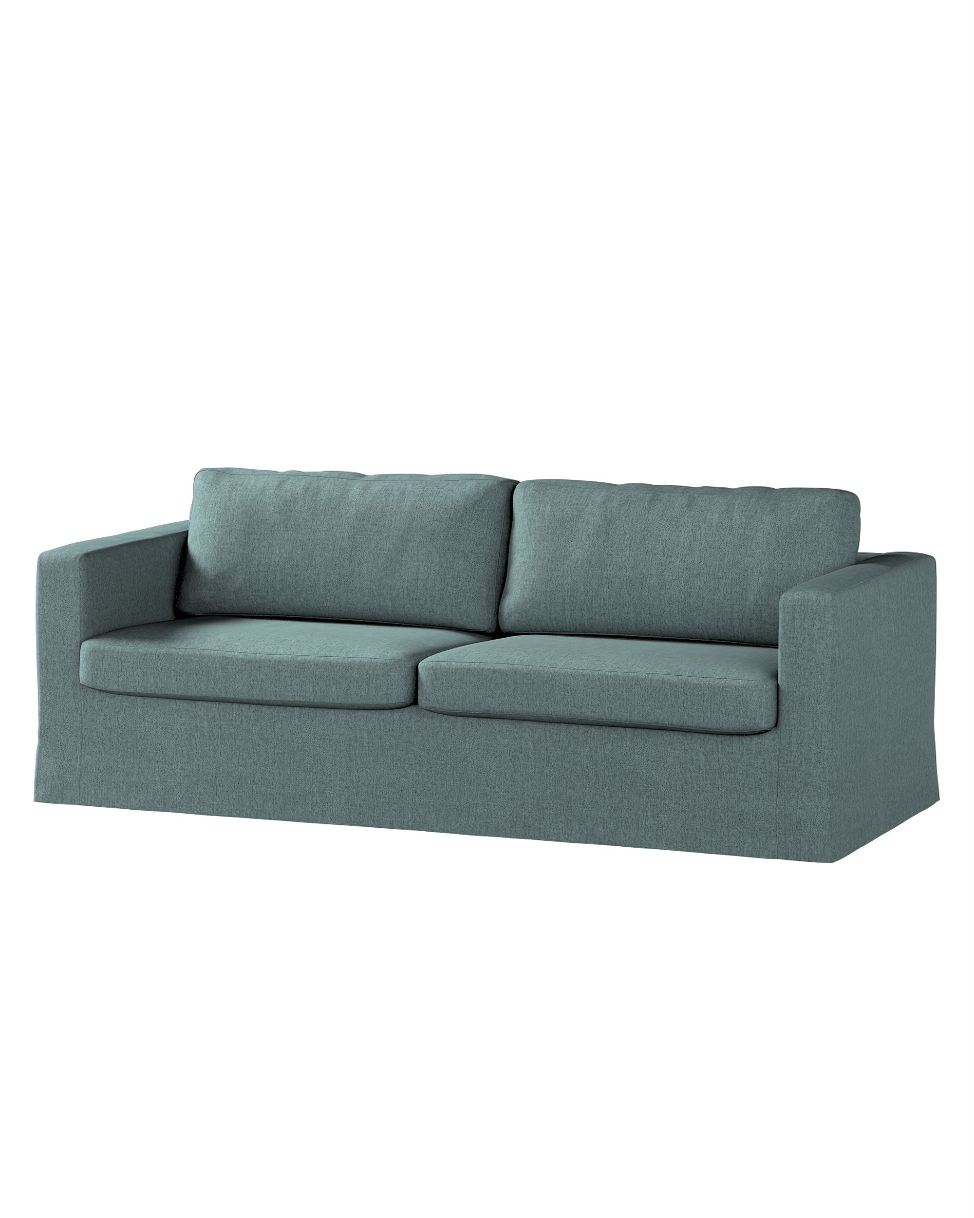 Bezug für Karlstad 3-Sitzer Sofa nicht ausklappbar, lang Farbe blau Stoff strukturiert