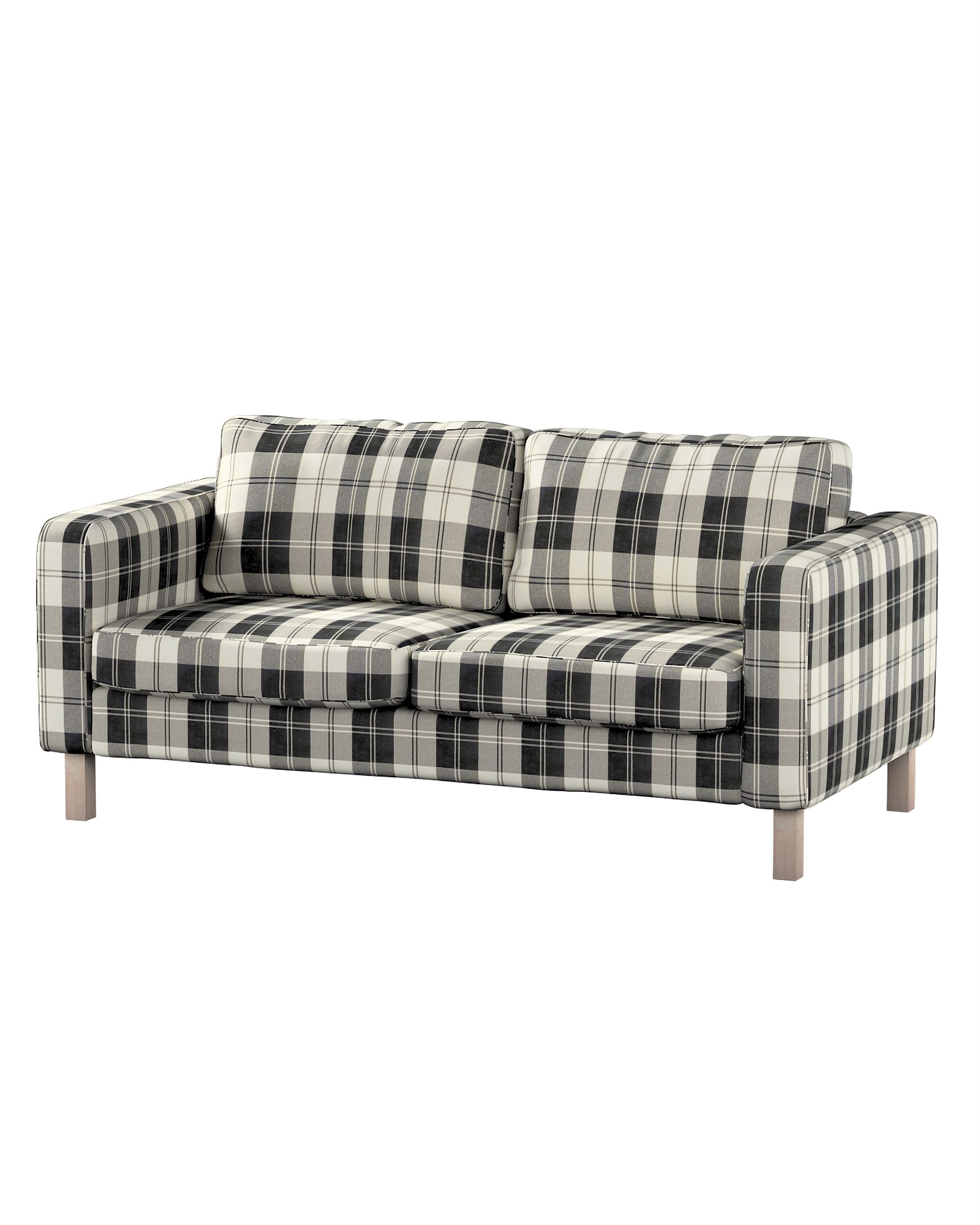 Bezug für Karlstad 2-Sitzer Sofa nicht ausklappbar Farbe schwarz Stoff strukturiert, gemustert