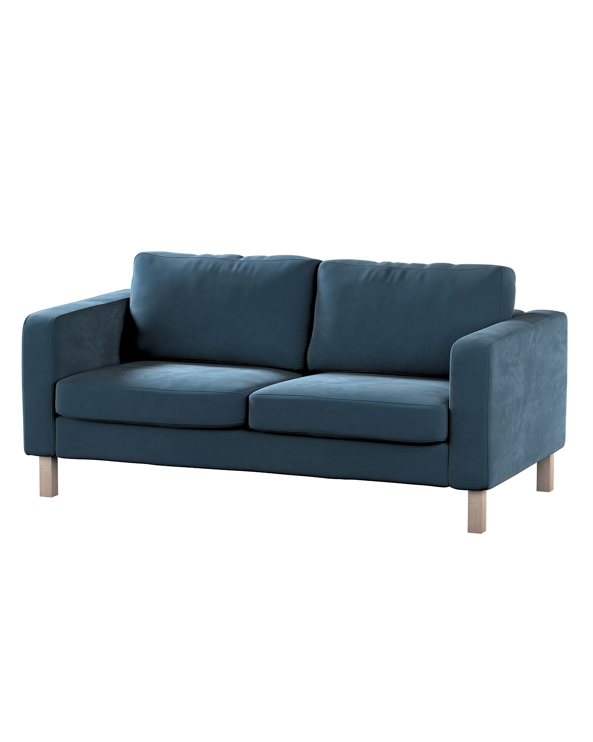 Bezug für Karlstad 2-Sitzer Sofa nicht ausklappbar Farbe blau Stoff glänzend, samt