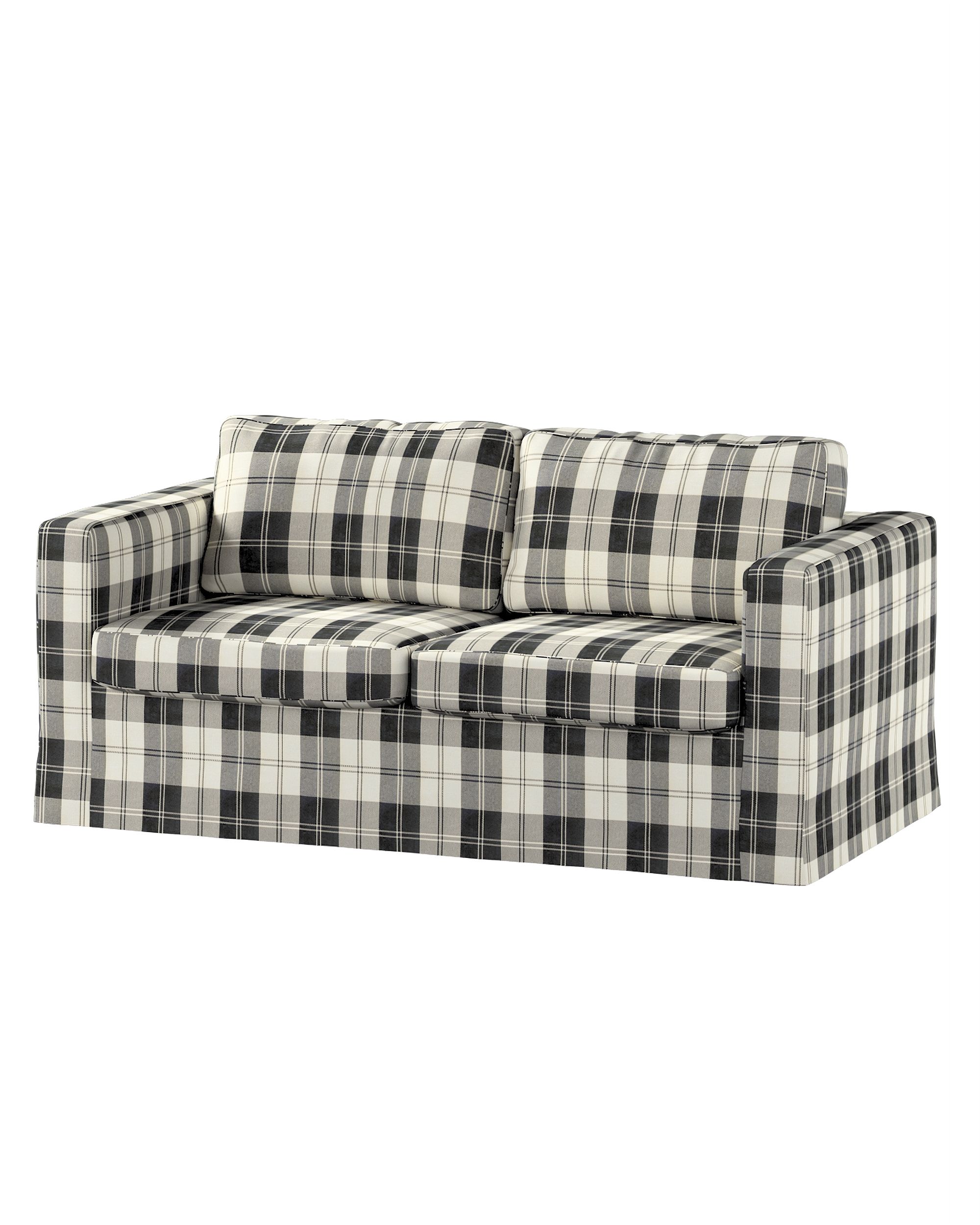 Bezug für Karlstad 2-Sitzer Sofa nicht ausklappbar, lang Farbe schwarz Stoff strukturiert, gemustert
