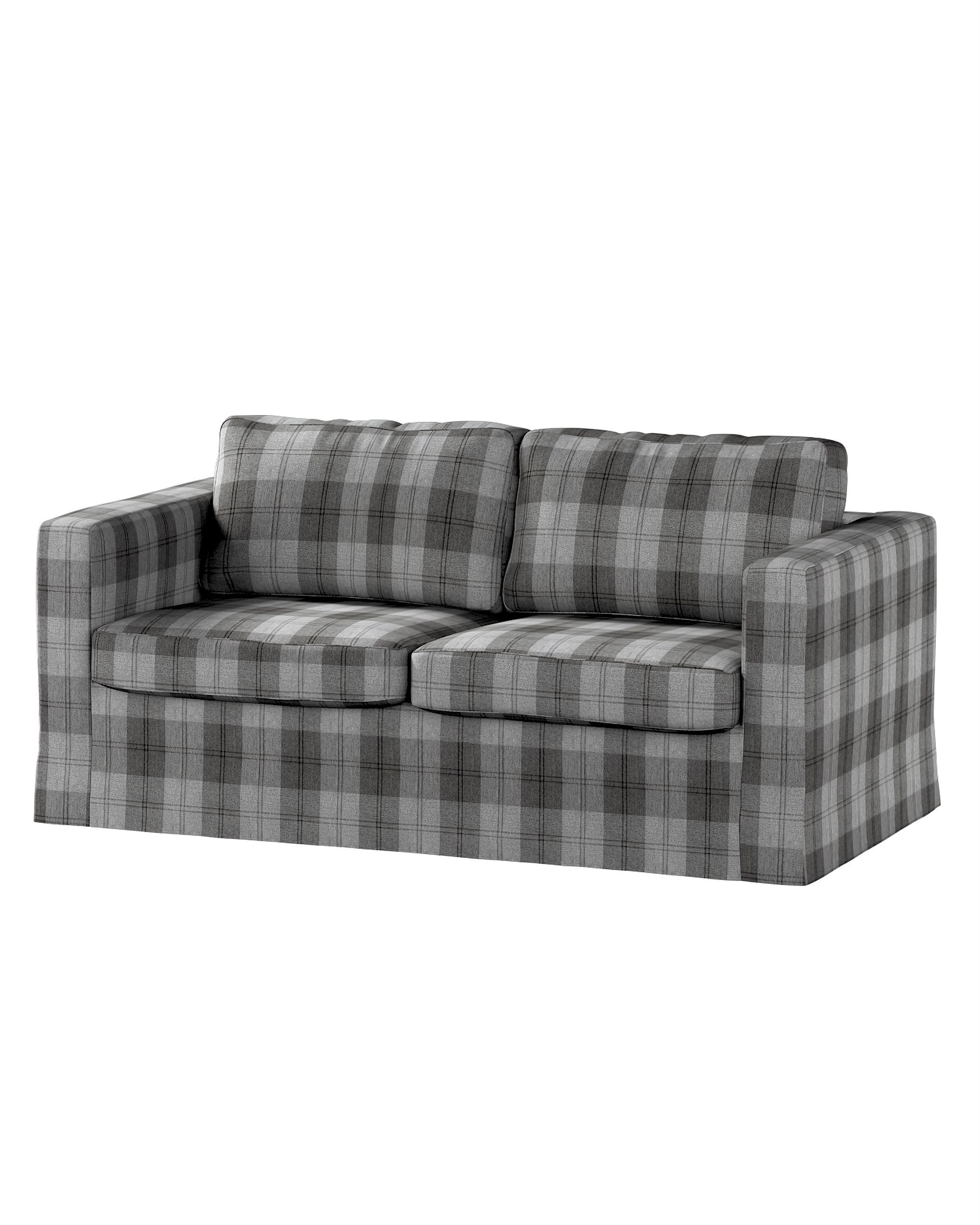 Bezug für Karlstad 2-Sitzer Sofa nicht ausklappbar, lang Farbe grau Stoff strukturiert, gemustert