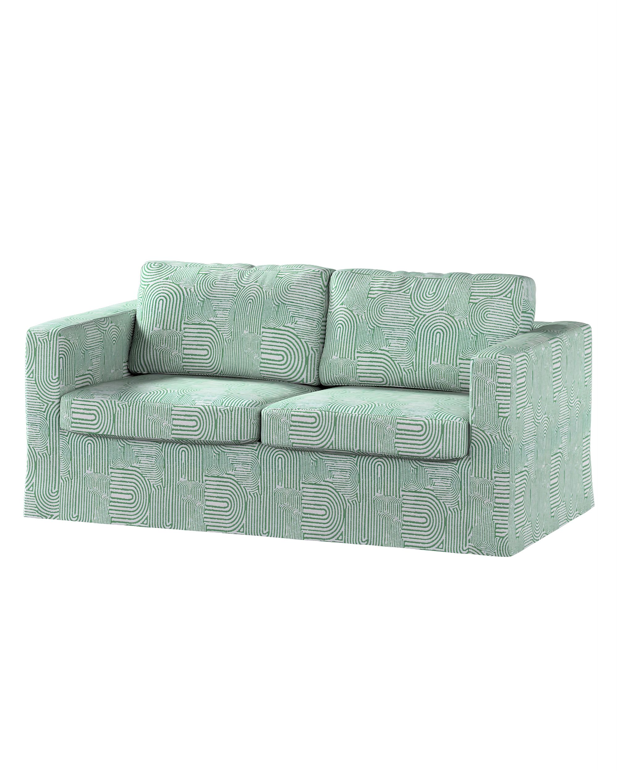 Bezug für Karlstad 2-Sitzer Sofa nicht ausklappbar, lang Farbe grün Stoff strukturiert, gemustert