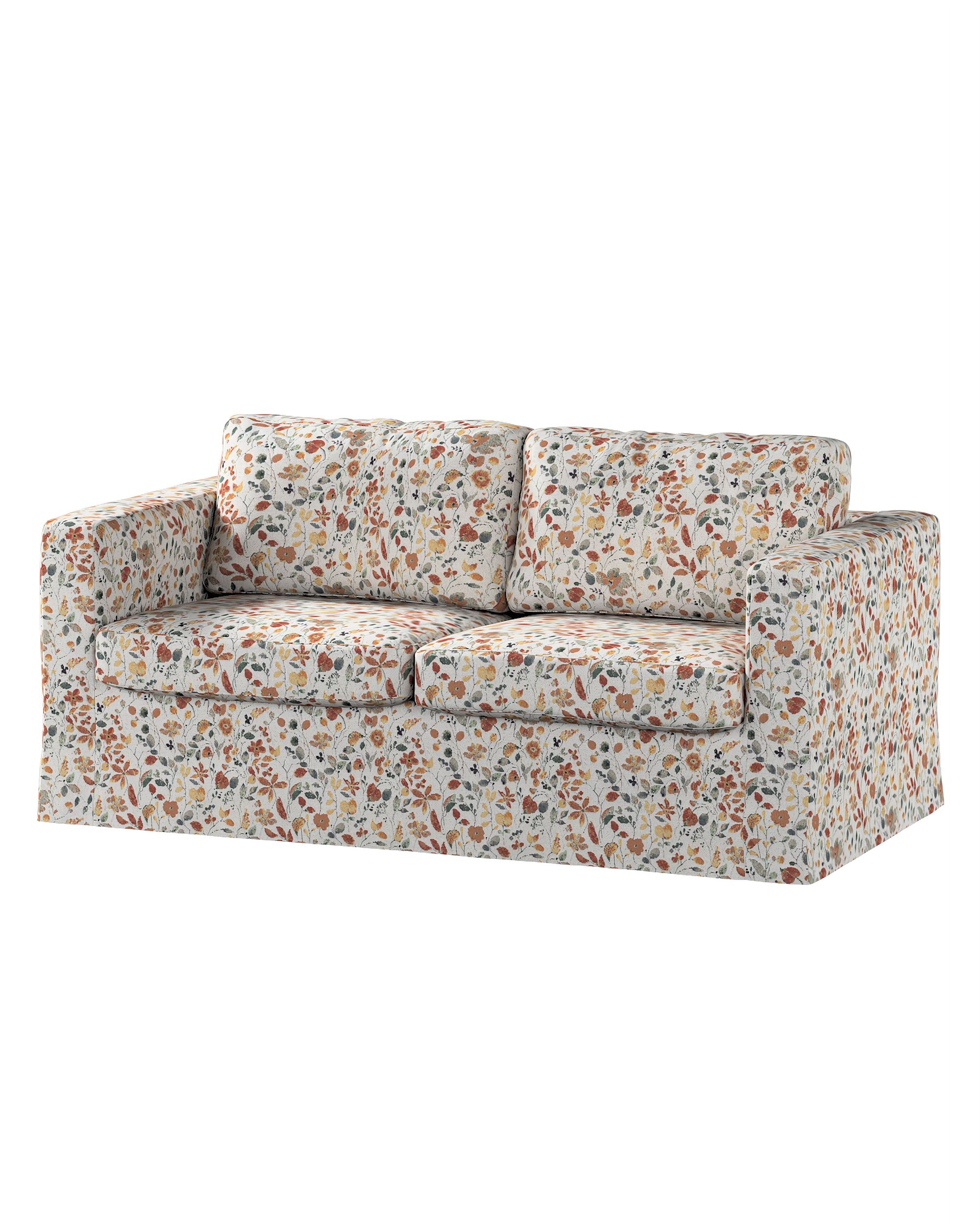 Bezug für Karlstad 2-Sitzer Sofa nicht ausklappbar, lang Farbe orange Stoff strukturiert, gemustert