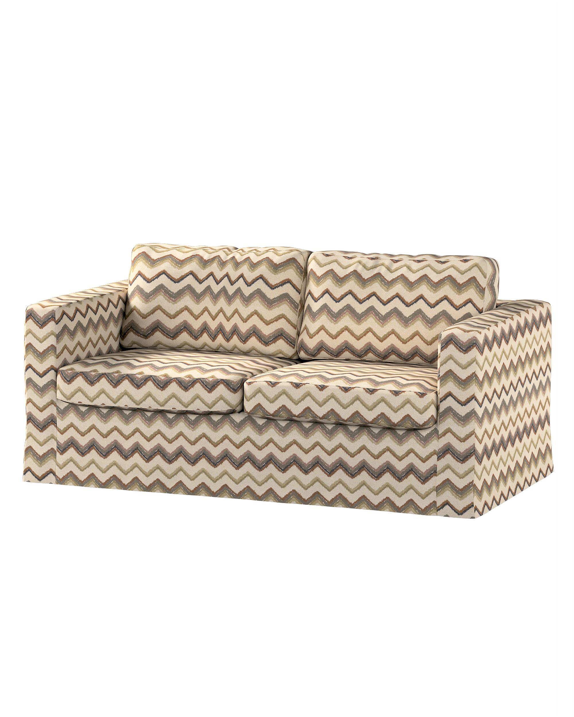 Bezug für Karlstad 2-Sitzer Sofa nicht ausklappbar, lang Farbe beige Stoff strukturiert, gemustert