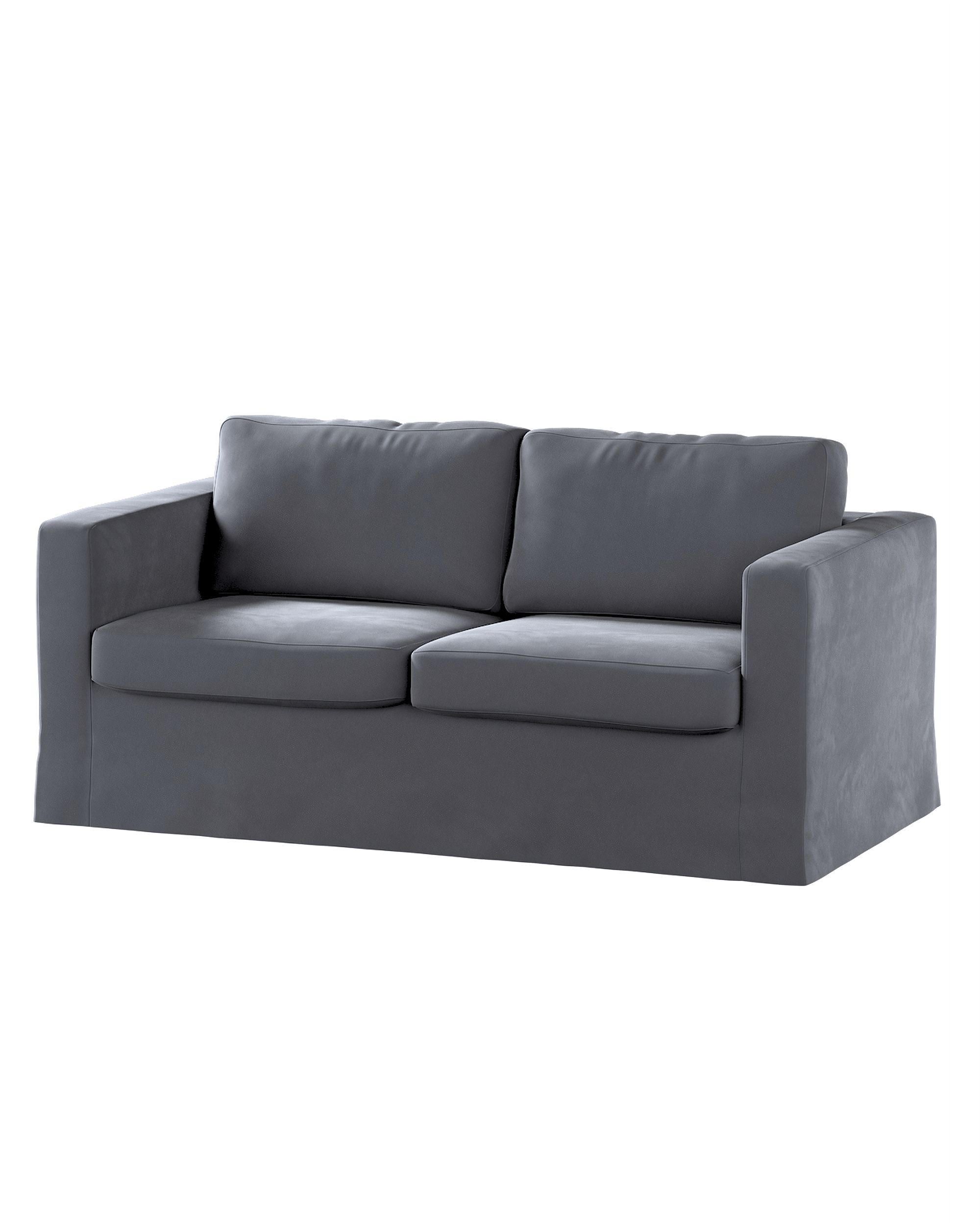 Bezug für Karlstad 2-Sitzer Sofa nicht ausklappbar, lang Farbe grau Stoff glänzend, samt