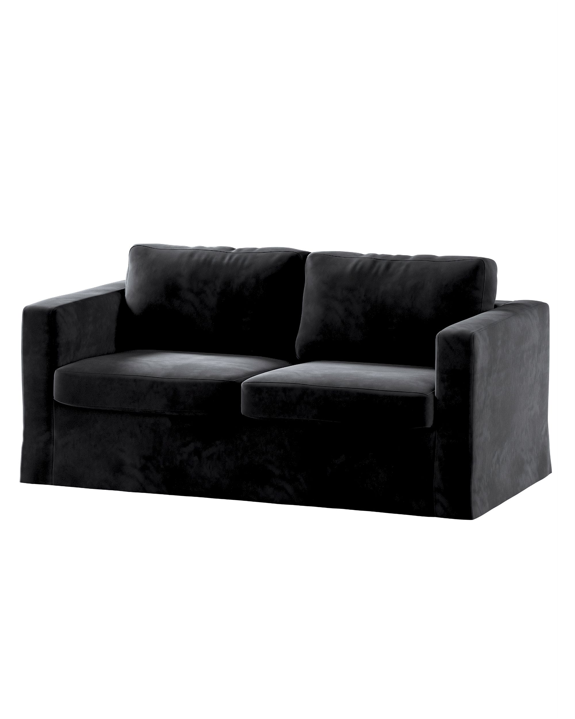 Bezug für Karlstad 2-Sitzer Sofa nicht ausklappbar, lang Farbe schwarz Stoff glänzend, samt