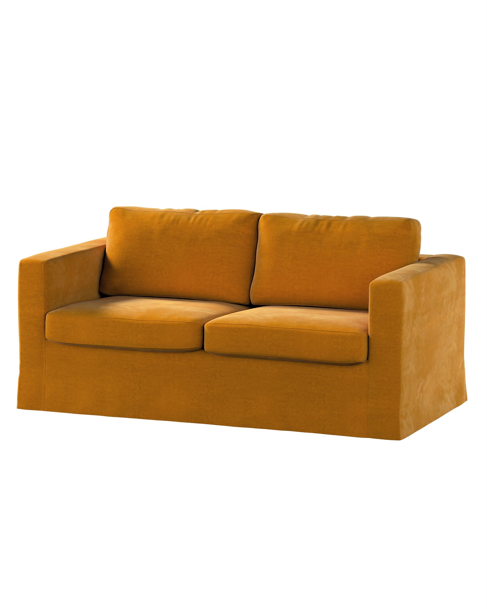 Bezug für Karlstad 2-Sitzer Sofa nicht ausklappbar, lang Farbe gelb Stoff glänzend, samt