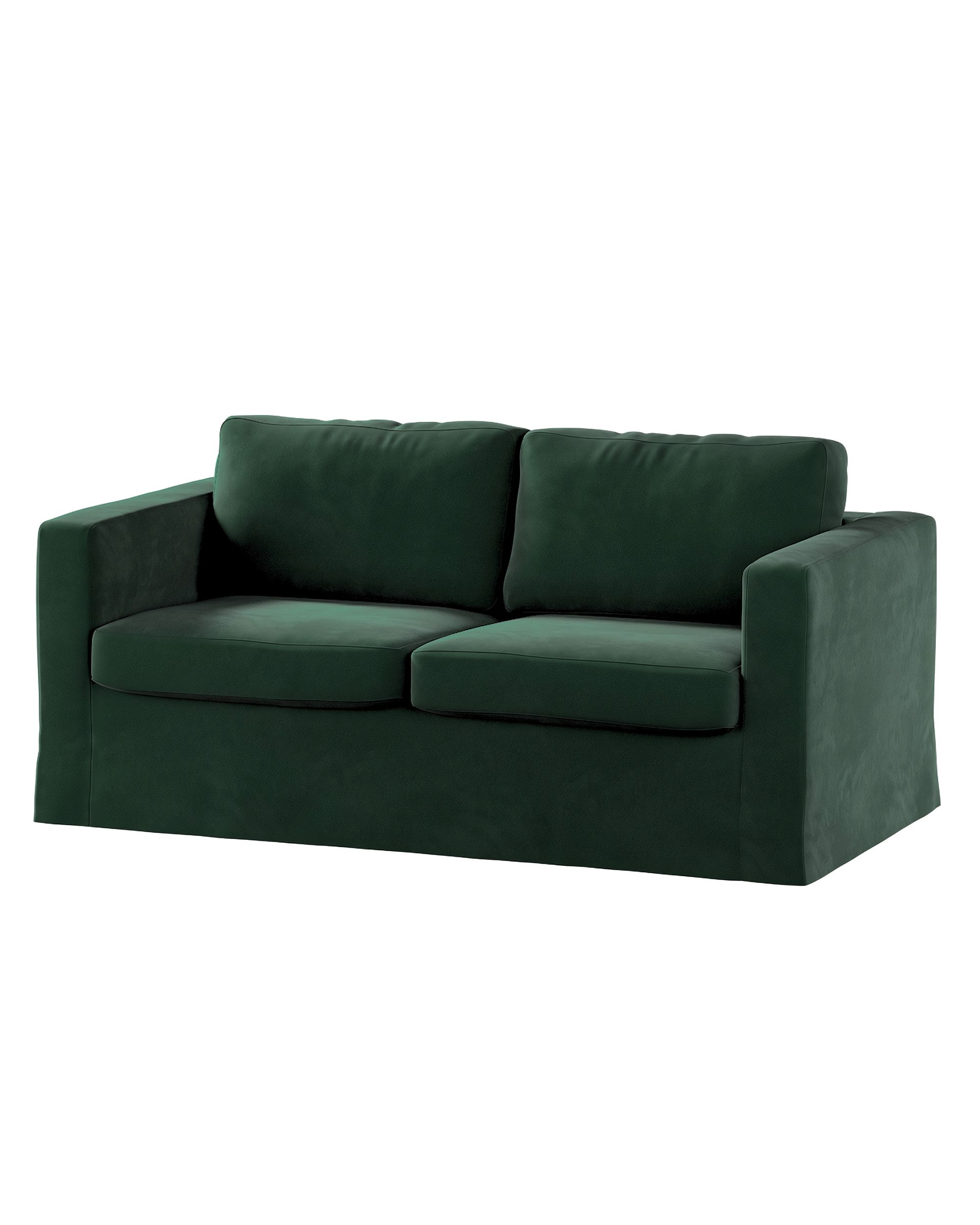 Bezug für Karlstad 2-Sitzer Sofa nicht ausklappbar, lang Farbe grün Stoff glänzend, samt