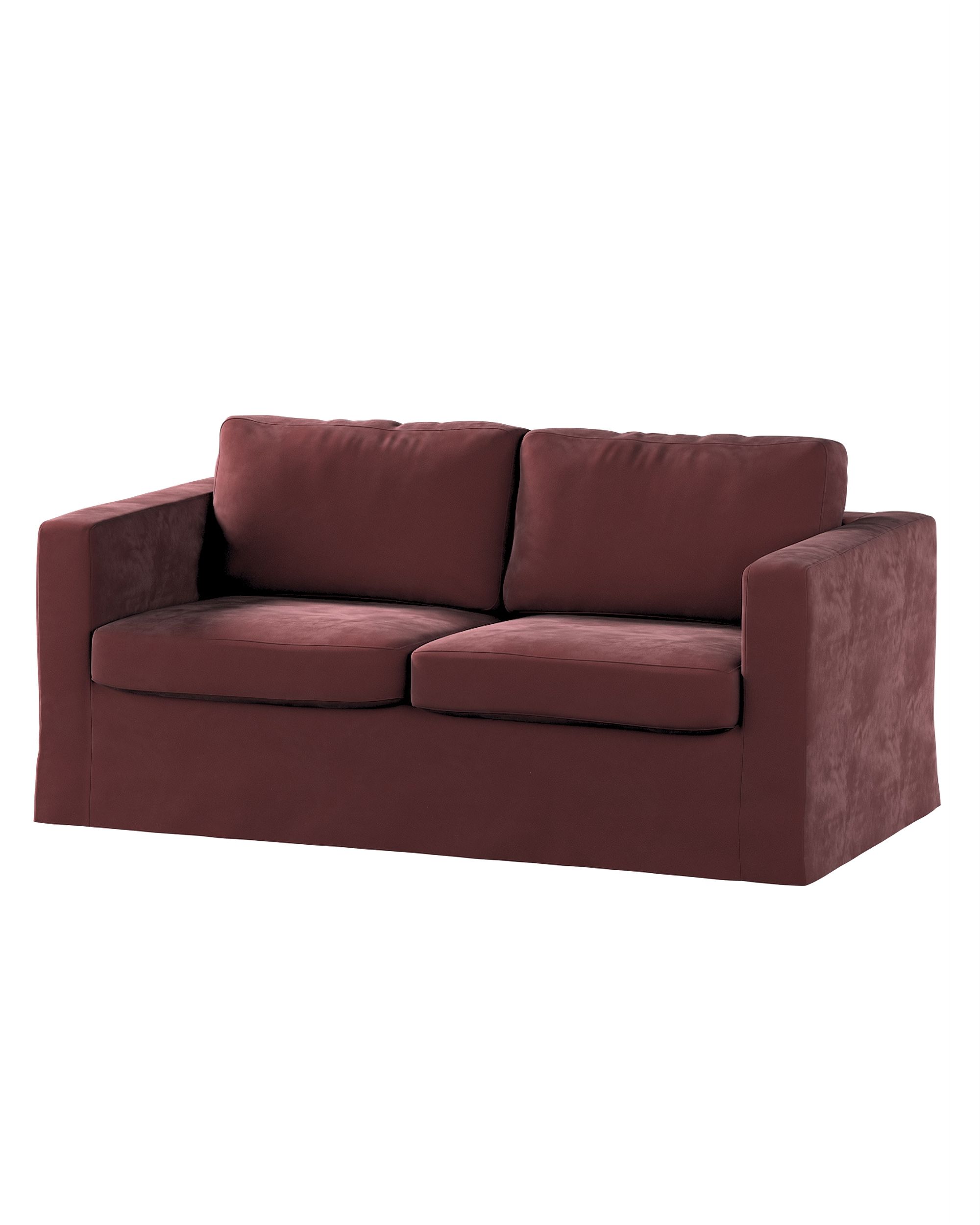 Bezug für Karlstad 2-Sitzer Sofa nicht ausklappbar, lang Farbe rot Stoff glänzend, samt