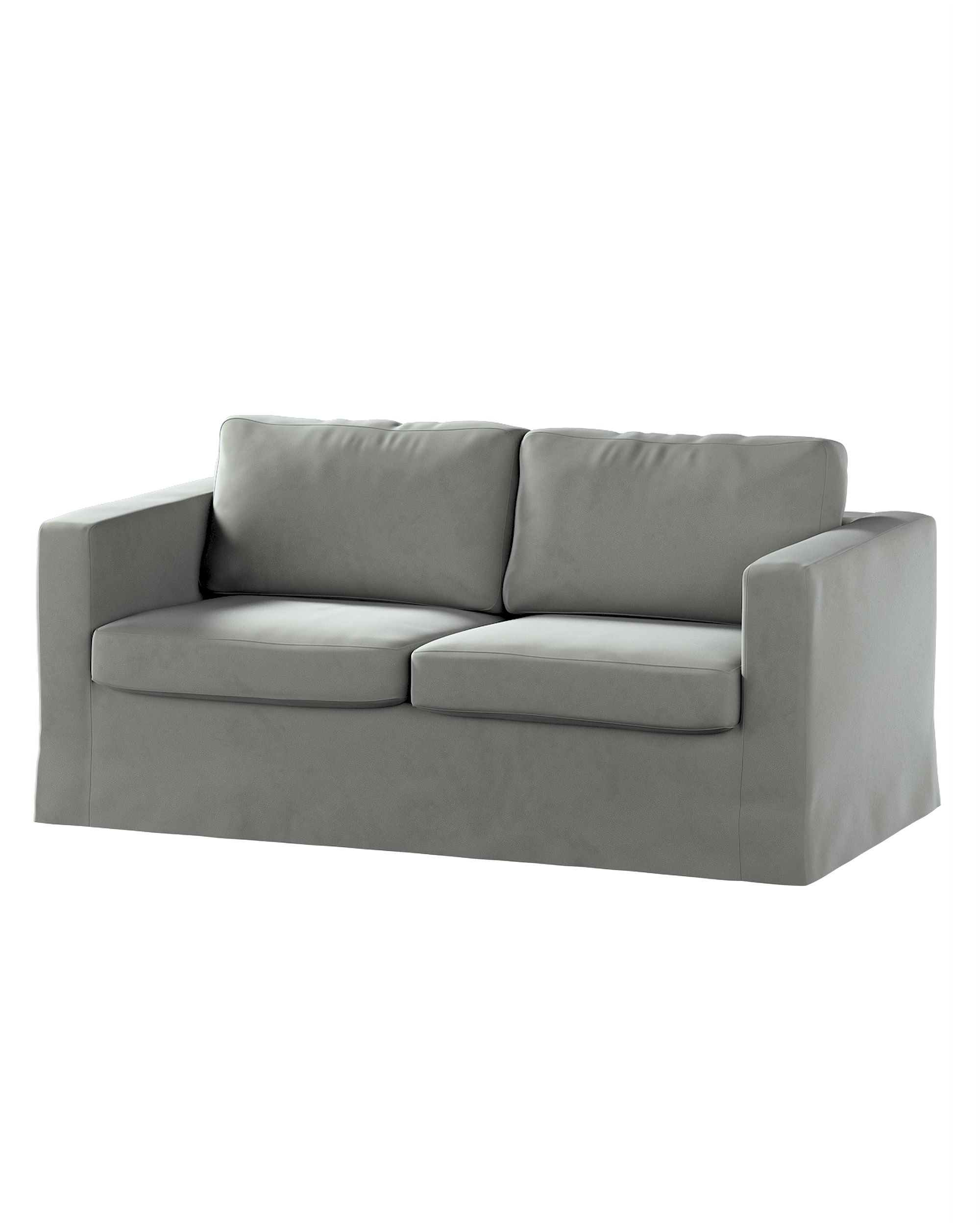 Bezug für Karlstad 2-Sitzer Sofa nicht ausklappbar, lang Farbe grau Stoff glänzend, samt