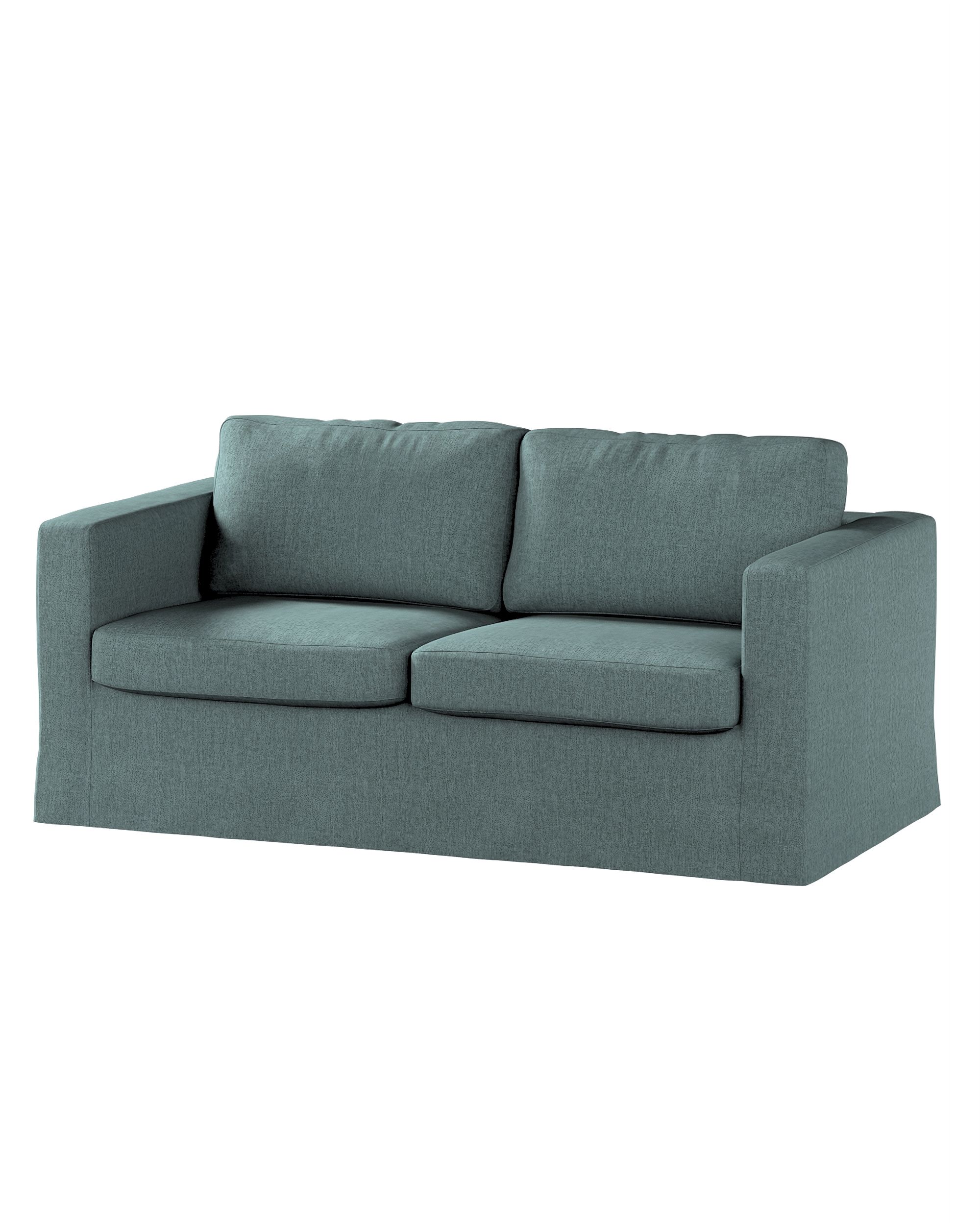Bezug für Karlstad 2-Sitzer Sofa nicht ausklappbar, lang Farbe blau Stoff strukturiert