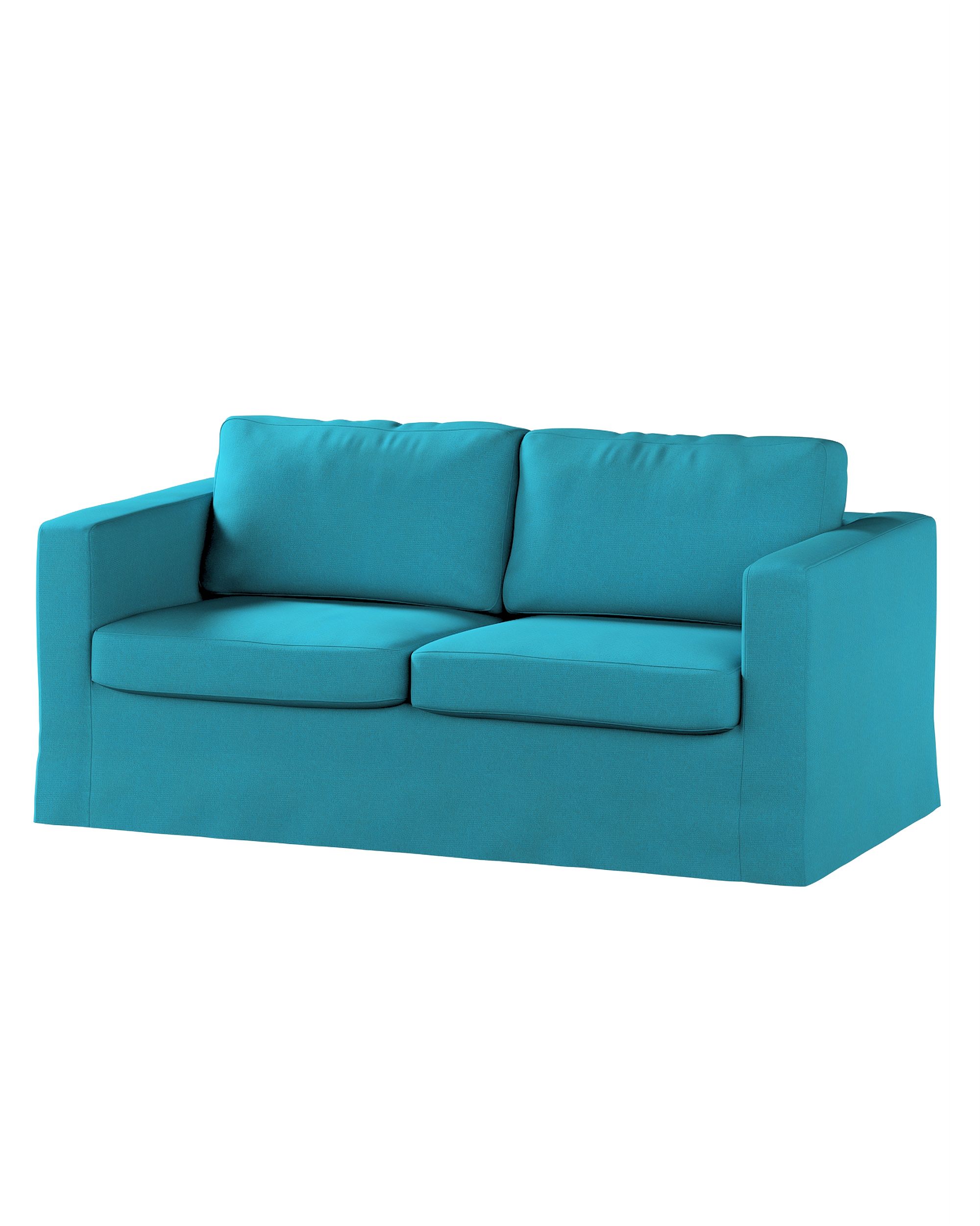 Bezug für Karlstad 2-Sitzer Sofa nicht ausklappbar, lang Farbe blau Stoff strukturiert