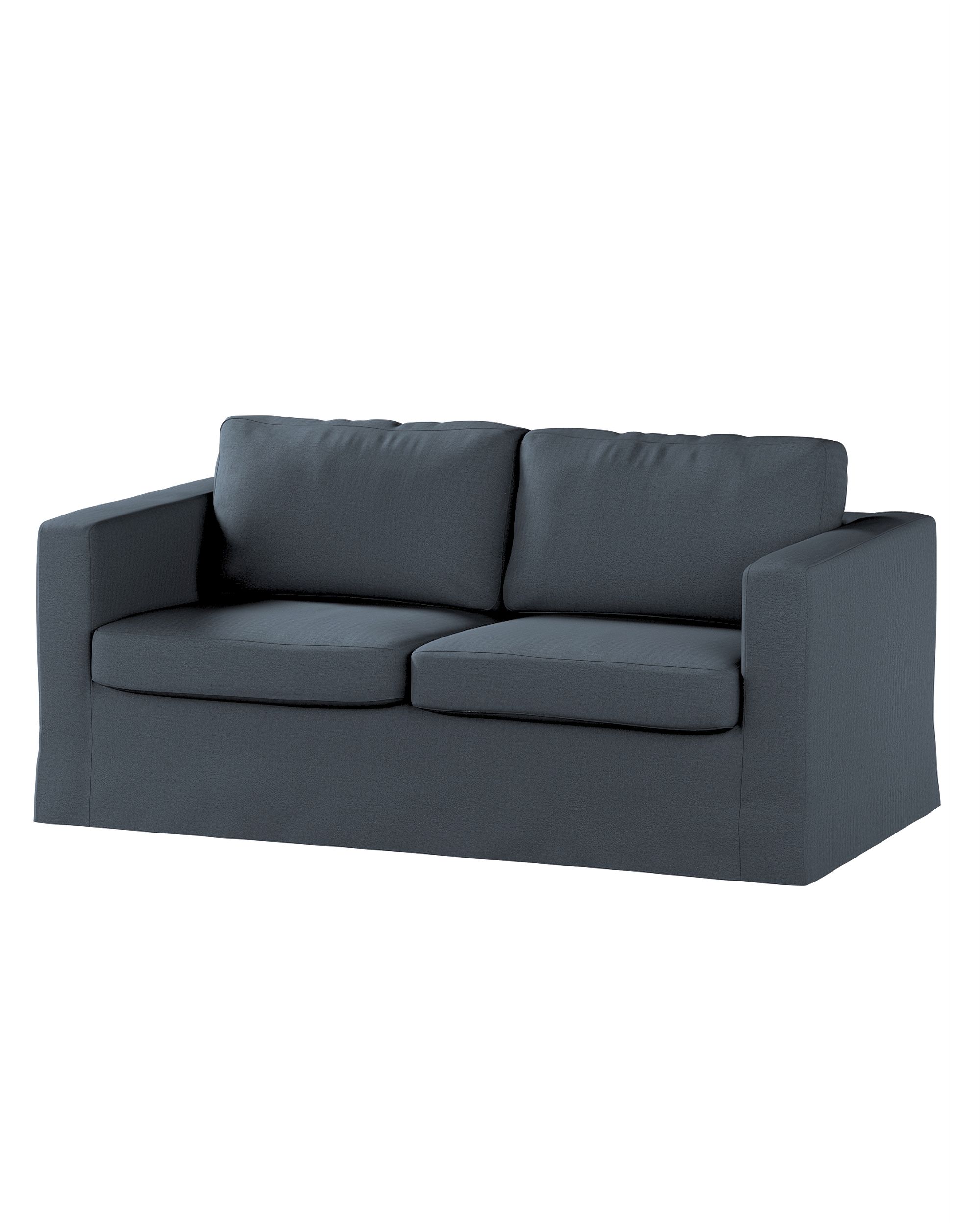 Bezug für Karlstad 2-Sitzer Sofa nicht ausklappbar, lang Farbe blau Stoff strukturiert
