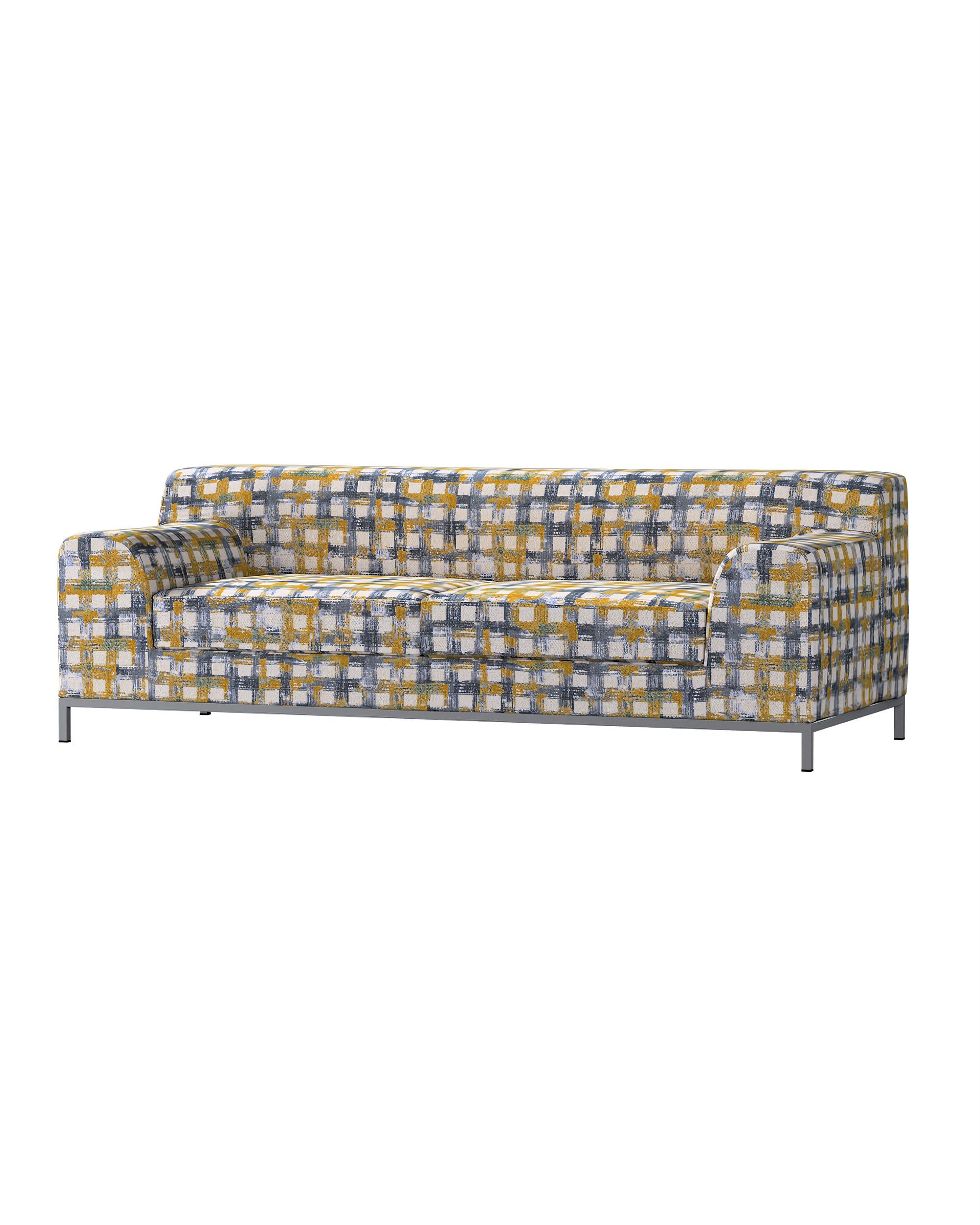 Bezug für Kramfors 3-Sitzer Sofa Farbe blau Stoff strukturiert, gemustert