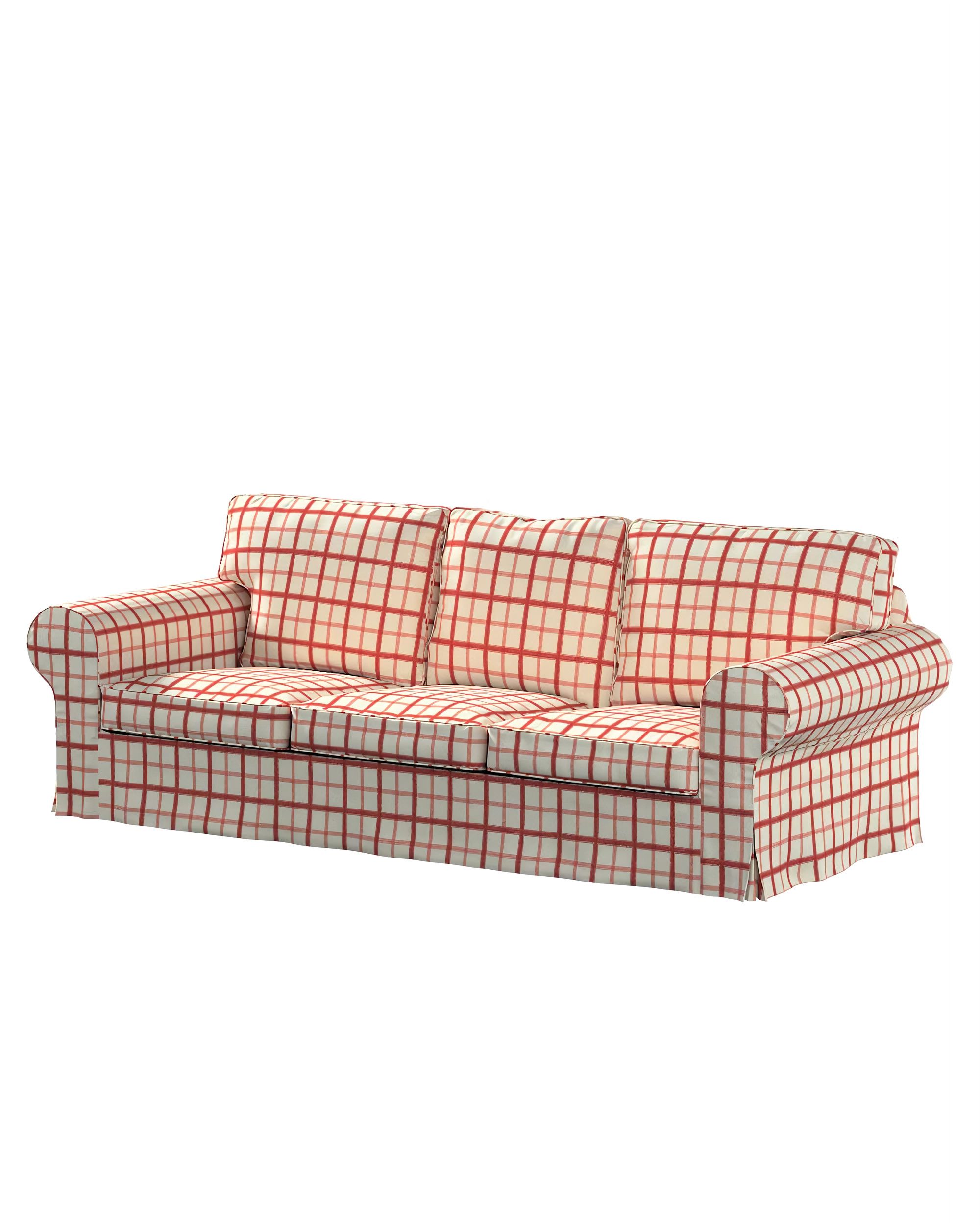 Bezug für Ektorp 3-Sitzer Schlafsofa, ALTES Modell Farbe rot Stoff gemustert