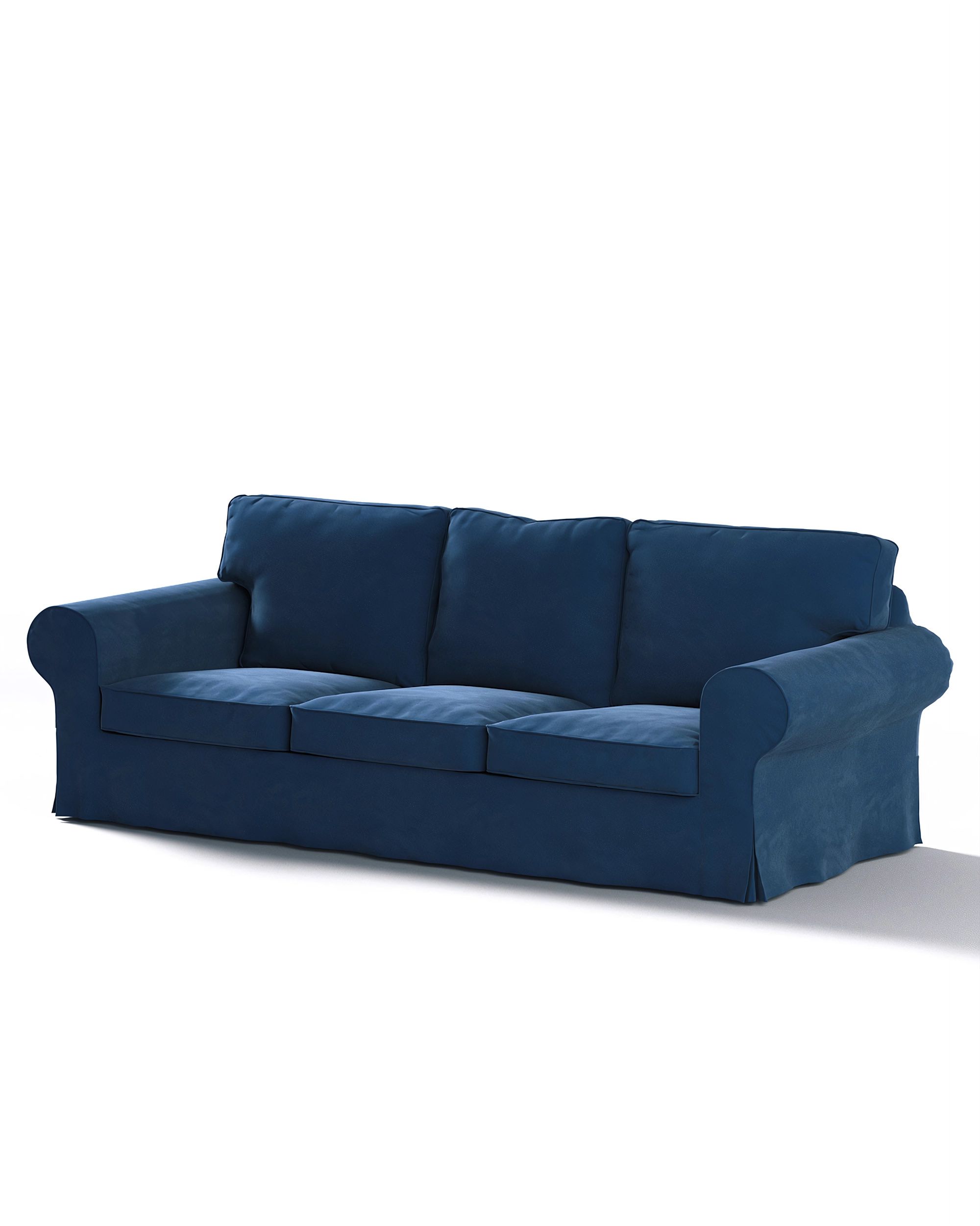 Bezug für Ektorp 3-Sitzer Schlafsofa, ALTES Modell Farbe dunkelblau Stoff glänzend, samt