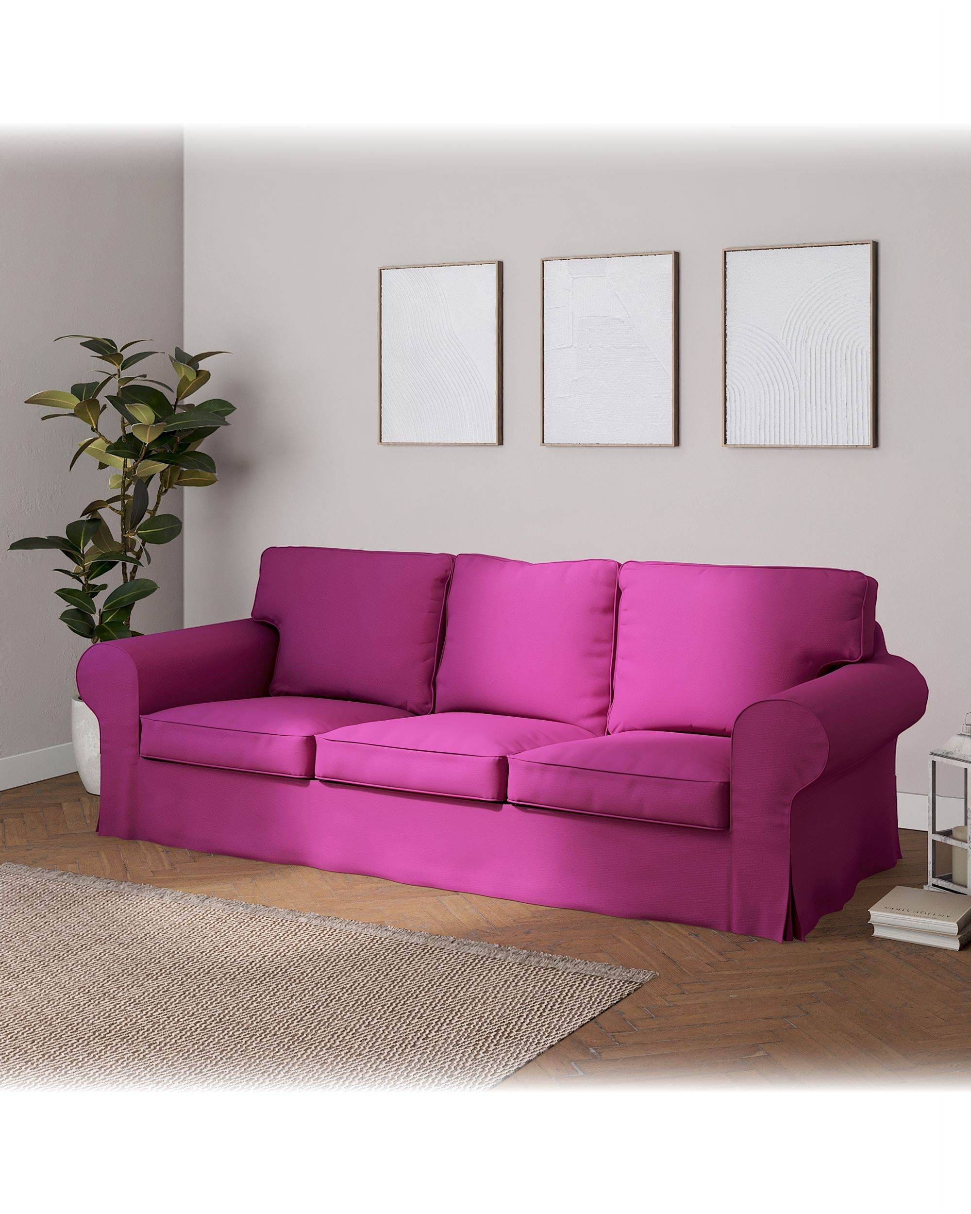 Bezug für Ektorp 3-Sitzer Schlafsofa, ALTES Modell Farbe rosa Stoff strukturiert