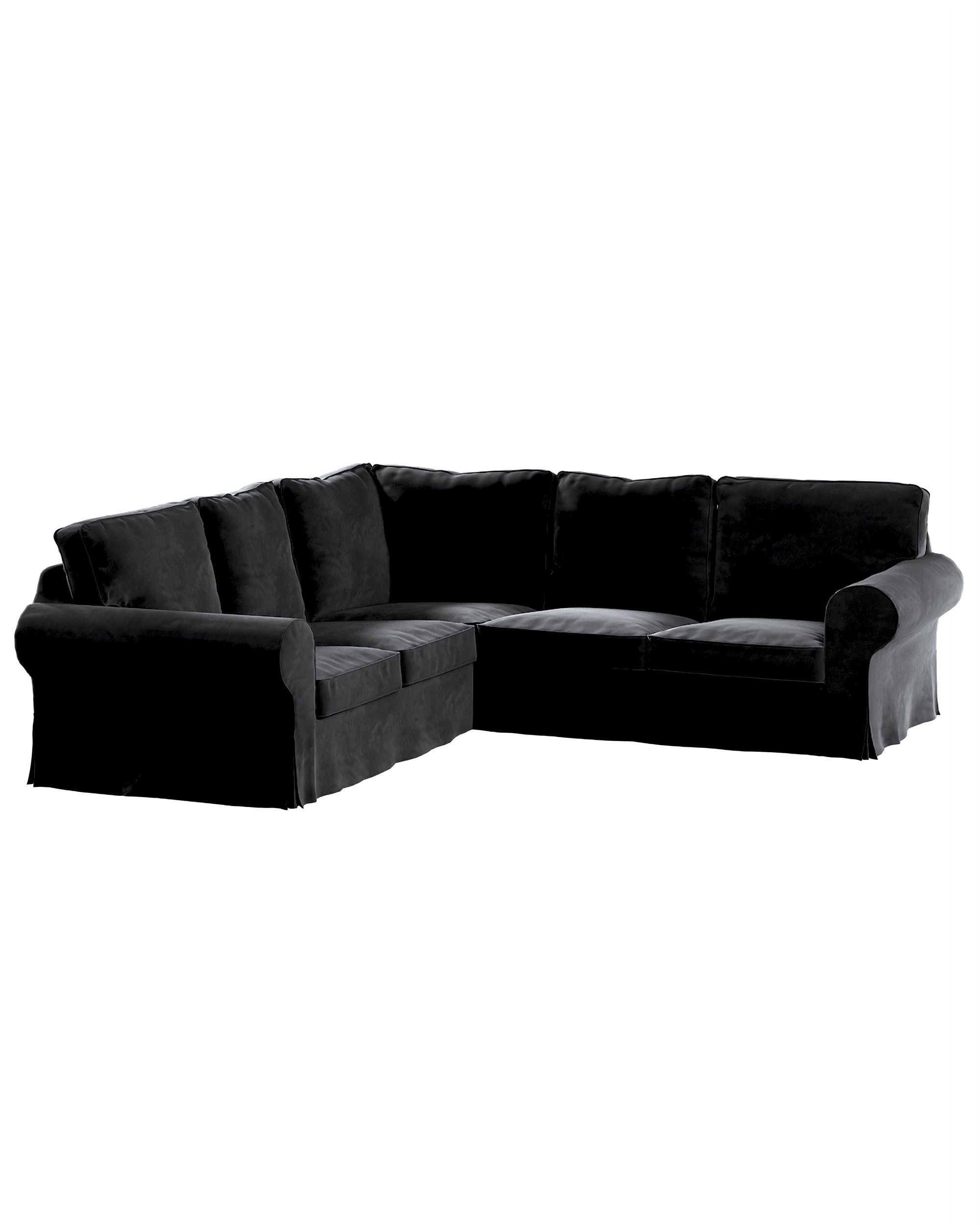 Bezug für Ektorp Ecksofa Farbe schwarz Stoff glänzend, samt