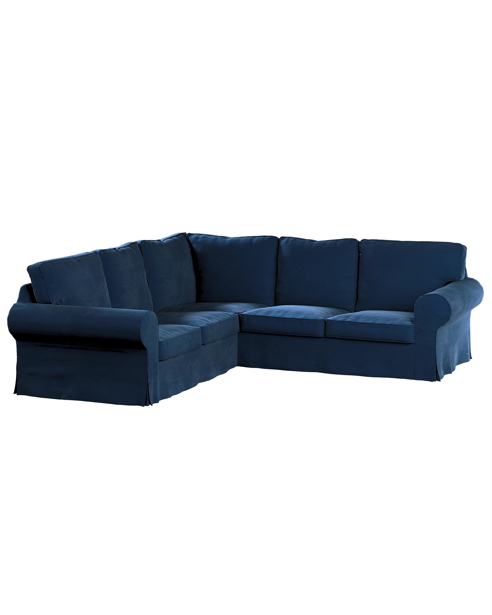 Bezug für Ektorp Ecksofa Farbe dunkelblau Stoff glänzend, samt