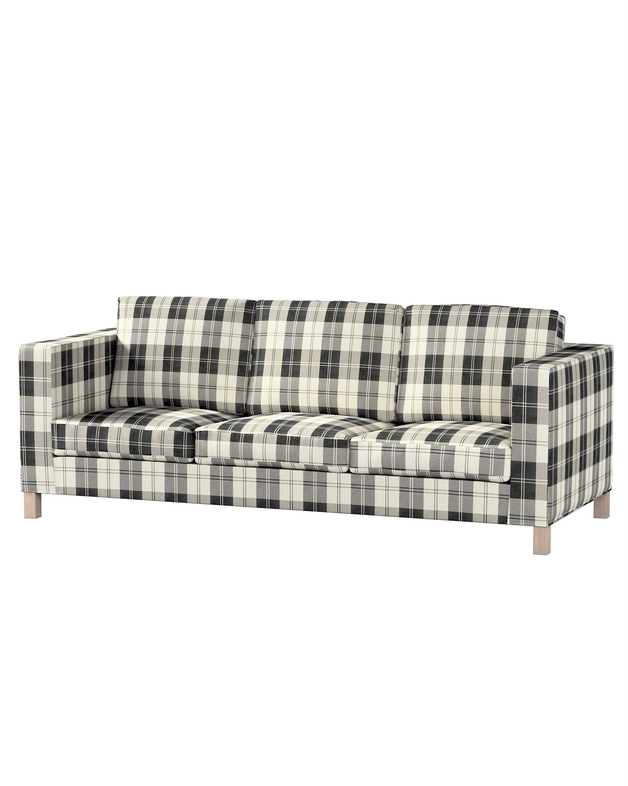 Bezug für Karlanda 3-Sitzer Sofa nicht ausklappbar, kurz Farbe schwarz Stoff strukturiert, gemustert