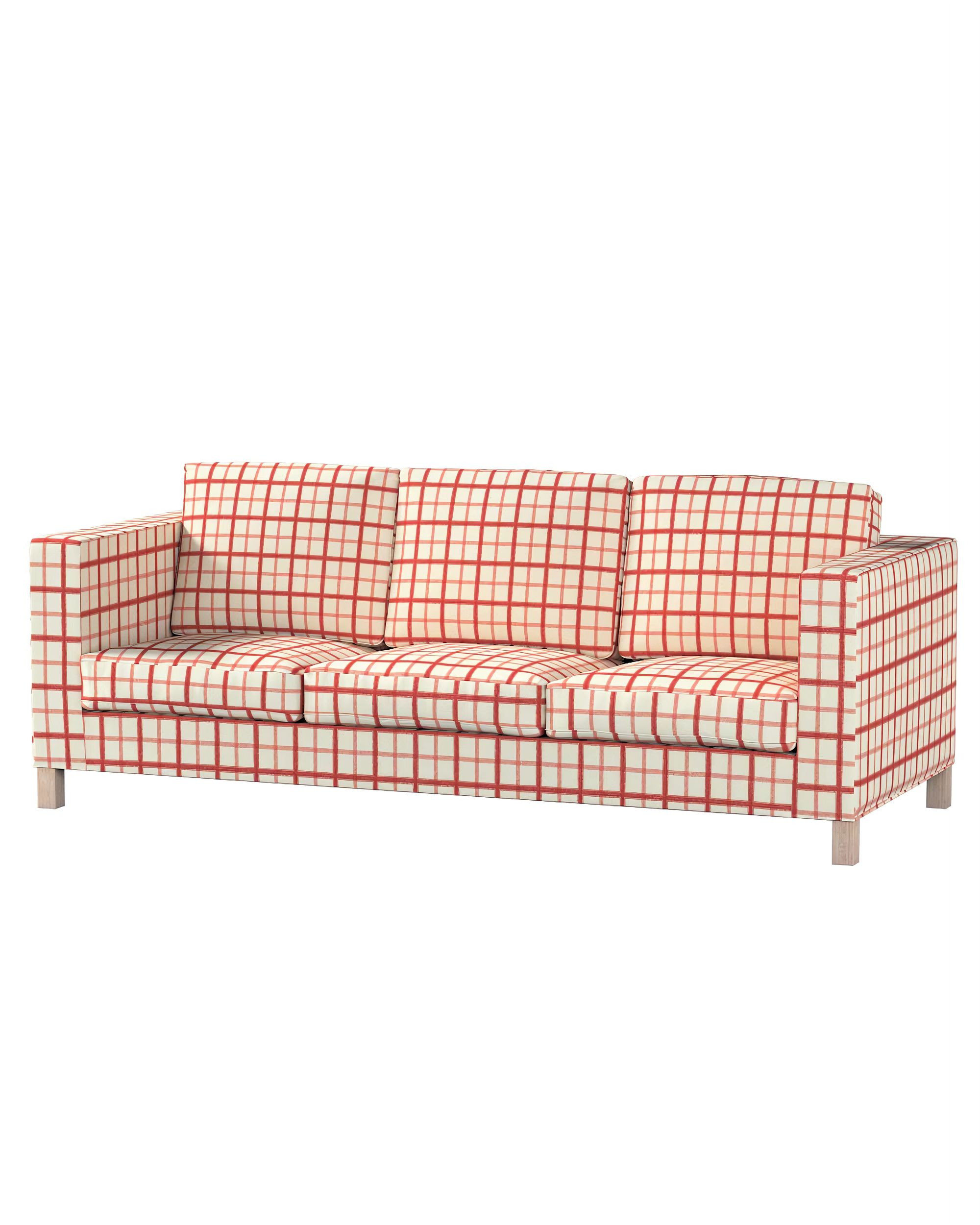 Bezug für Karlanda 3-Sitzer Sofa nicht ausklappbar, kurz Farbe rot Stoff gemustert