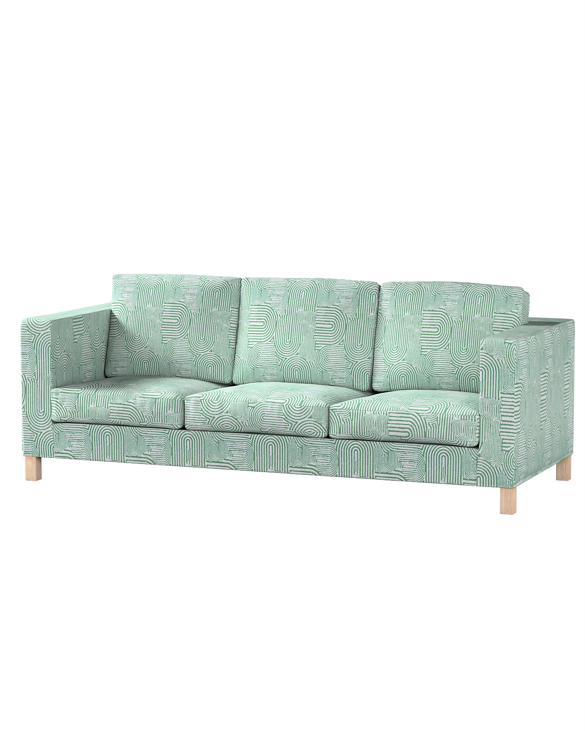 Bezug für Karlanda 3-Sitzer Sofa nicht ausklappbar, kurz Farbe grün Stoff strukturiert, gemustert