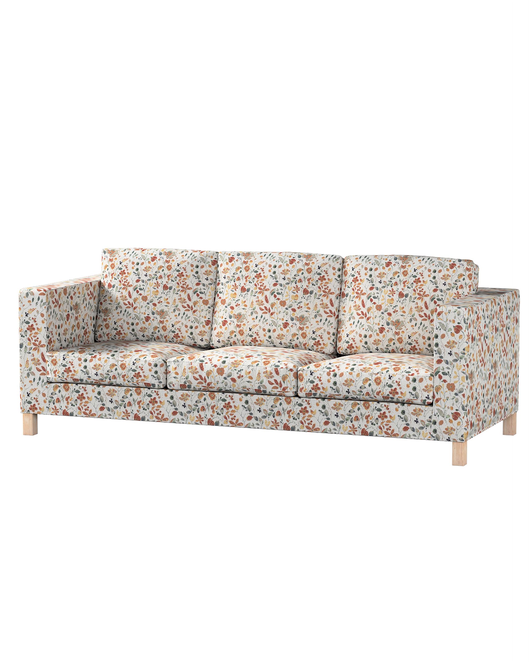 Bezug für Karlanda 3-Sitzer Sofa nicht ausklappbar, kurz Farbe orange Stoff strukturiert, gemustert