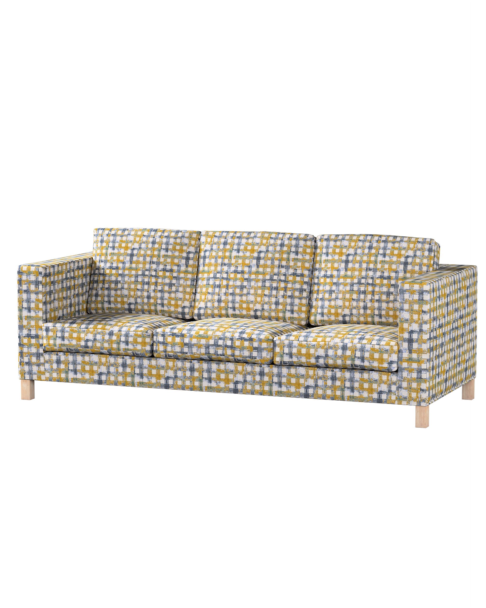 Bezug für Karlanda 3-Sitzer Sofa nicht ausklappbar, kurz Farbe blau Stoff strukturiert, gemustert