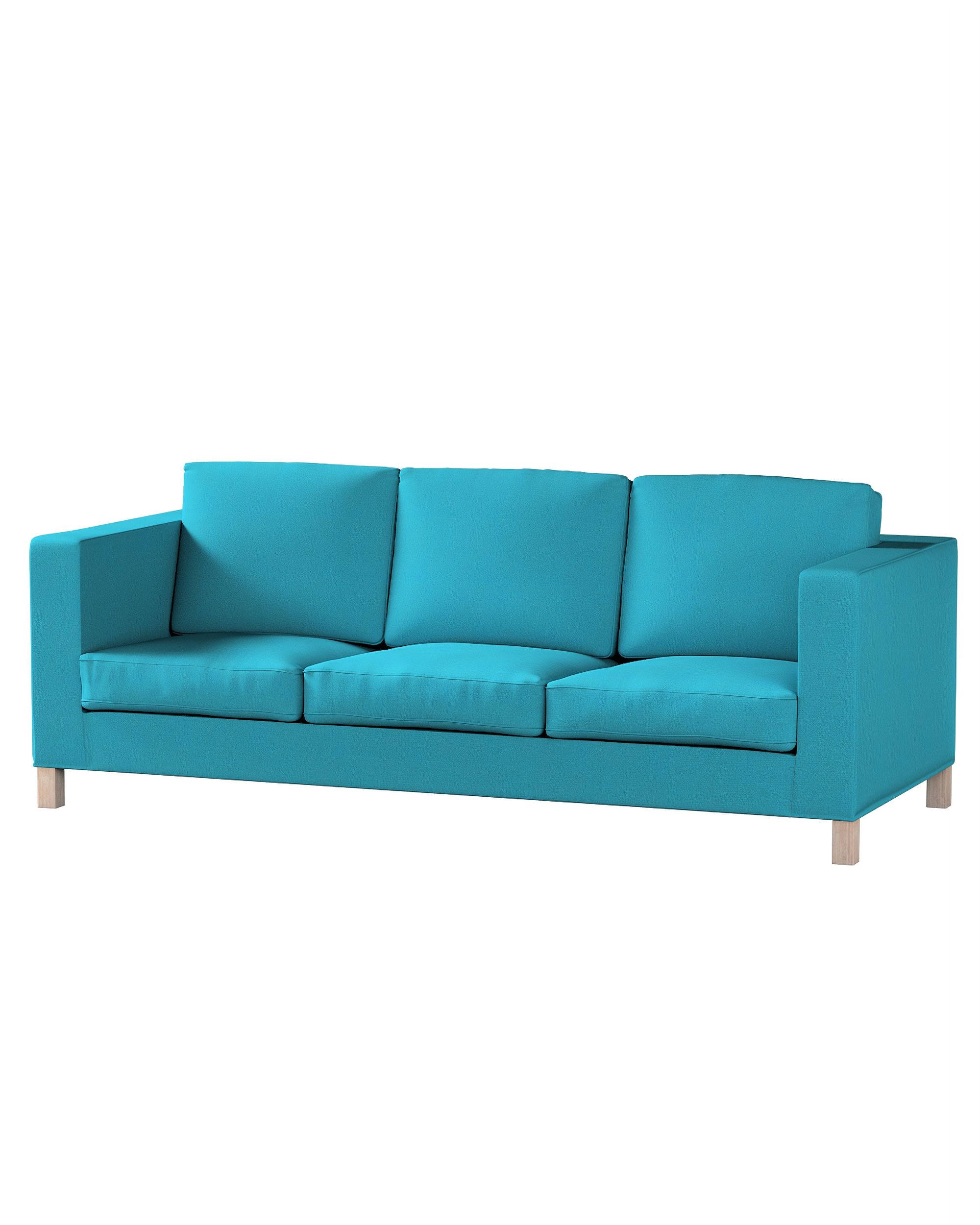 Bezug für Karlanda 3-Sitzer Sofa nicht ausklappbar, kurz Farbe blau Stoff strukturiert