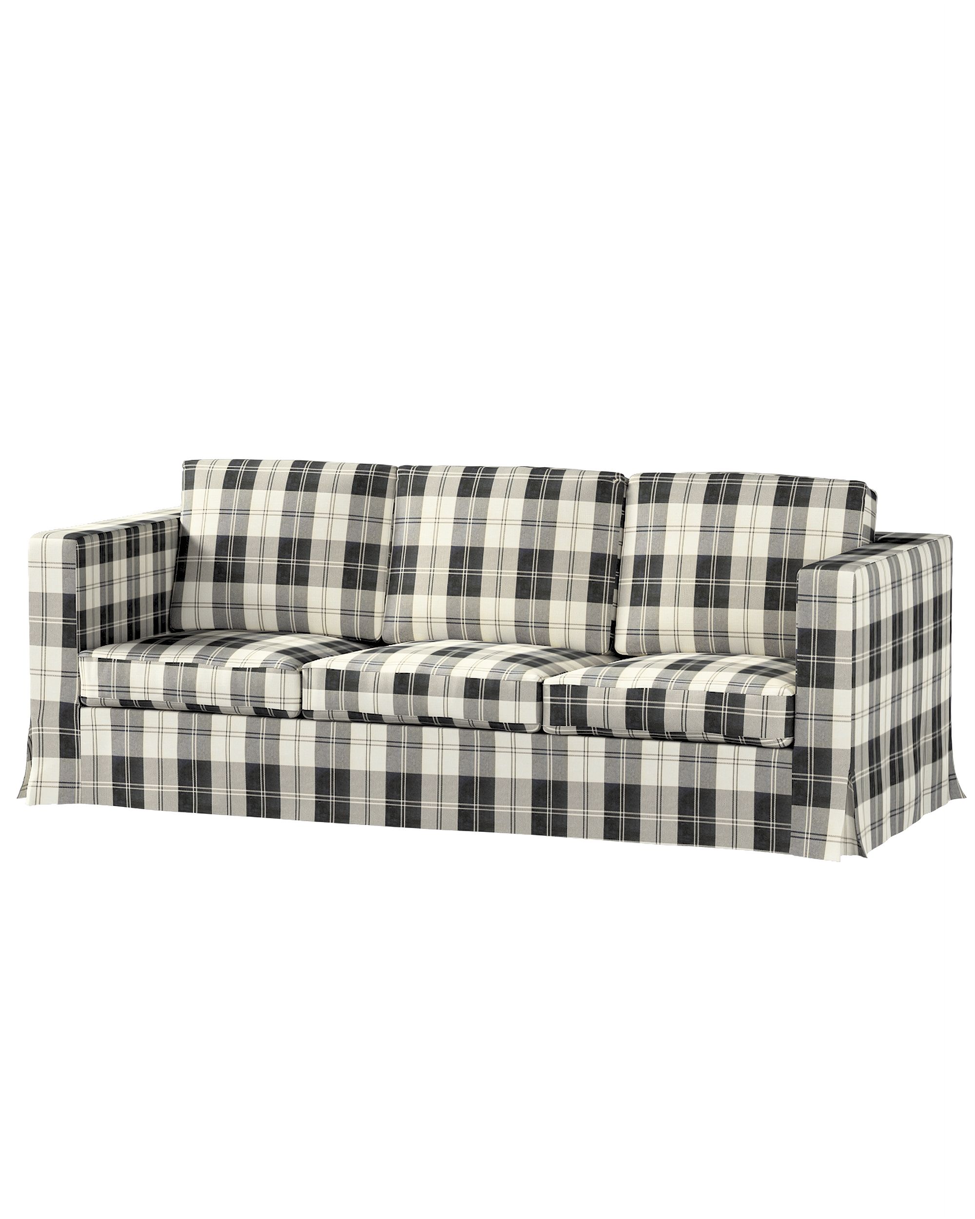 Bezug für Karlanda 3-Sitzer Sofa nicht ausklappbar, lang Farbe schwarz Stoff strukturiert, gemustert