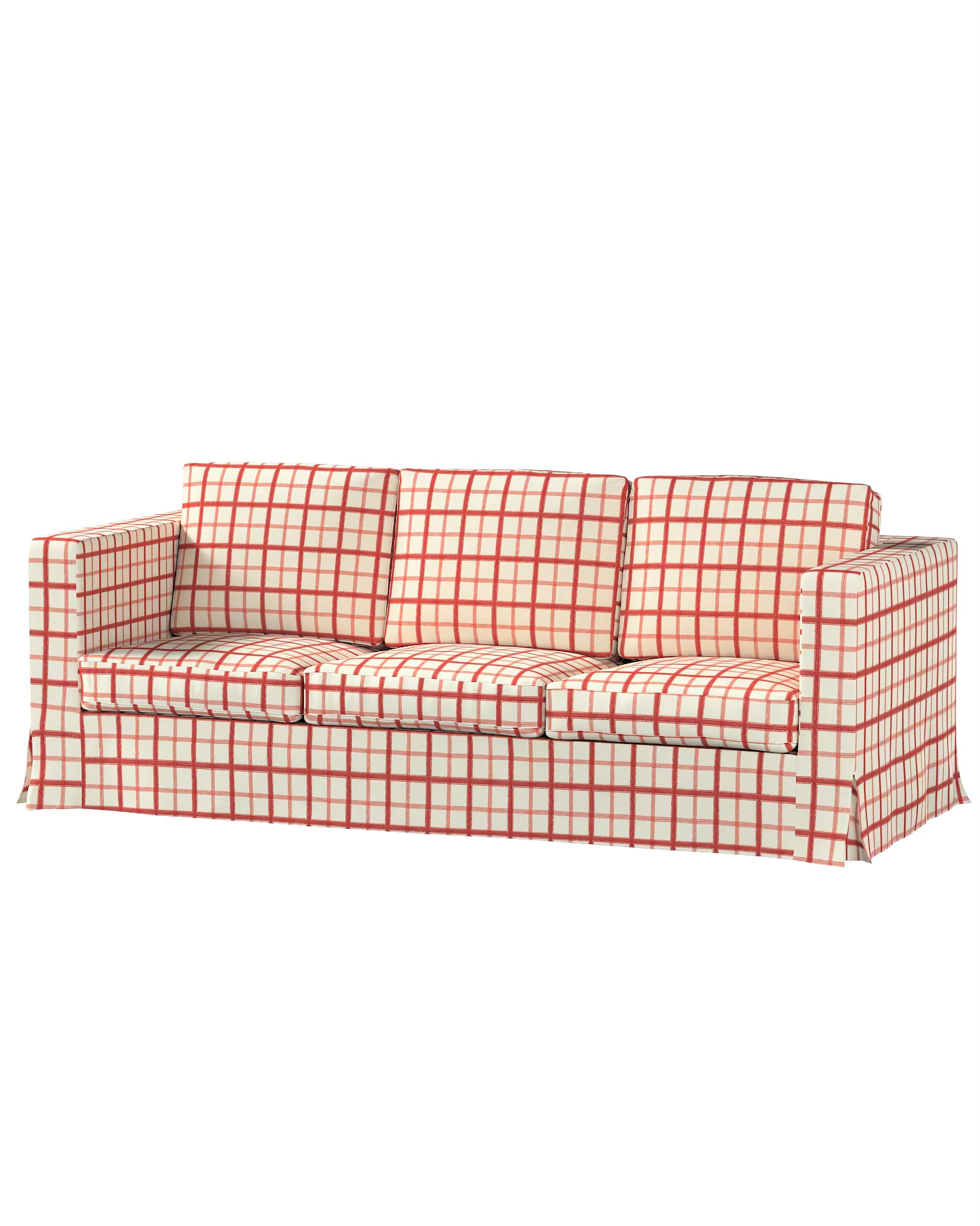 Bezug für Karlanda 3-Sitzer Sofa nicht ausklappbar, lang Farbe rot Stoff gemustert