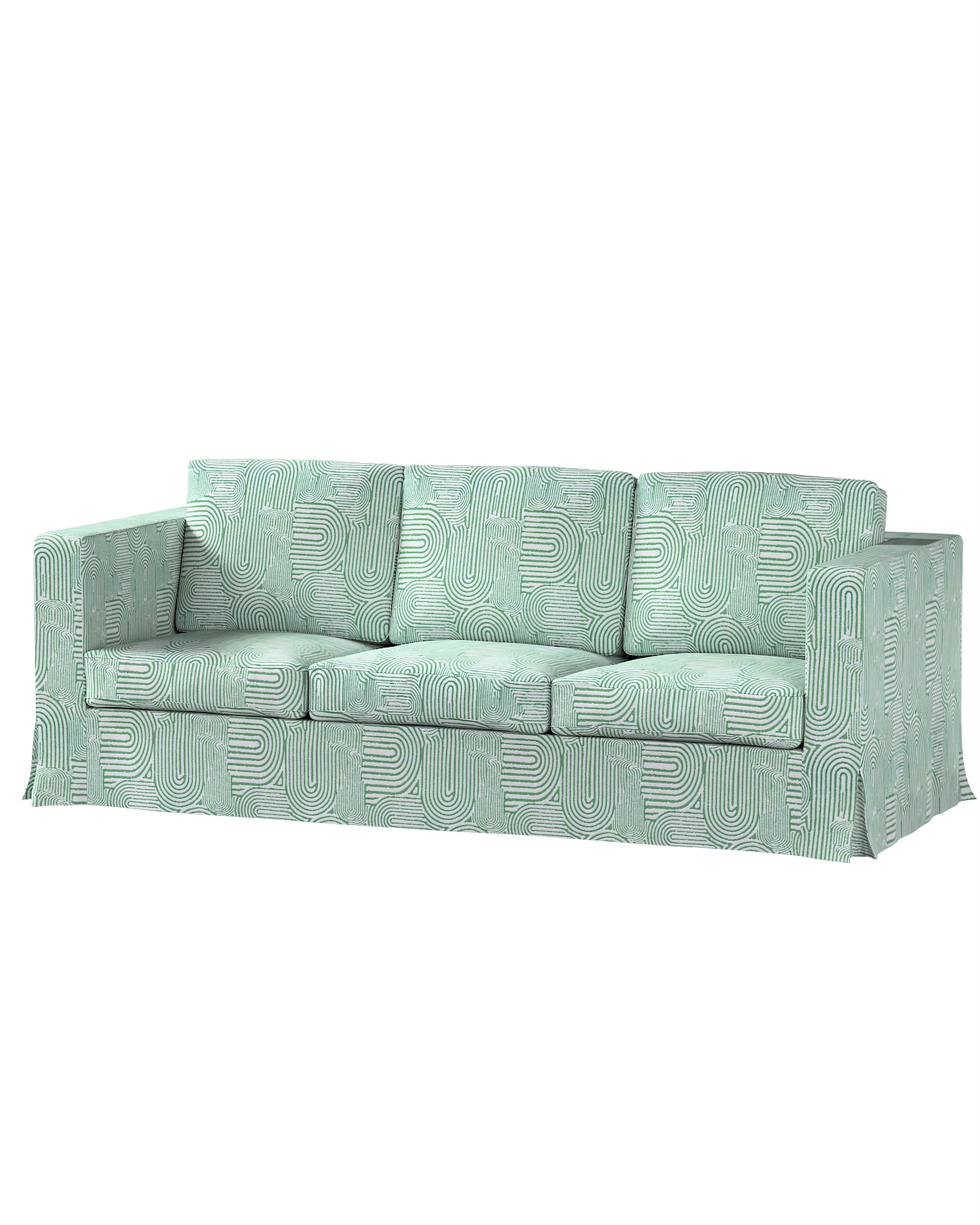 Bezug für Karlanda 3-Sitzer Sofa nicht ausklappbar, lang Farbe grün Stoff strukturiert, gemustert