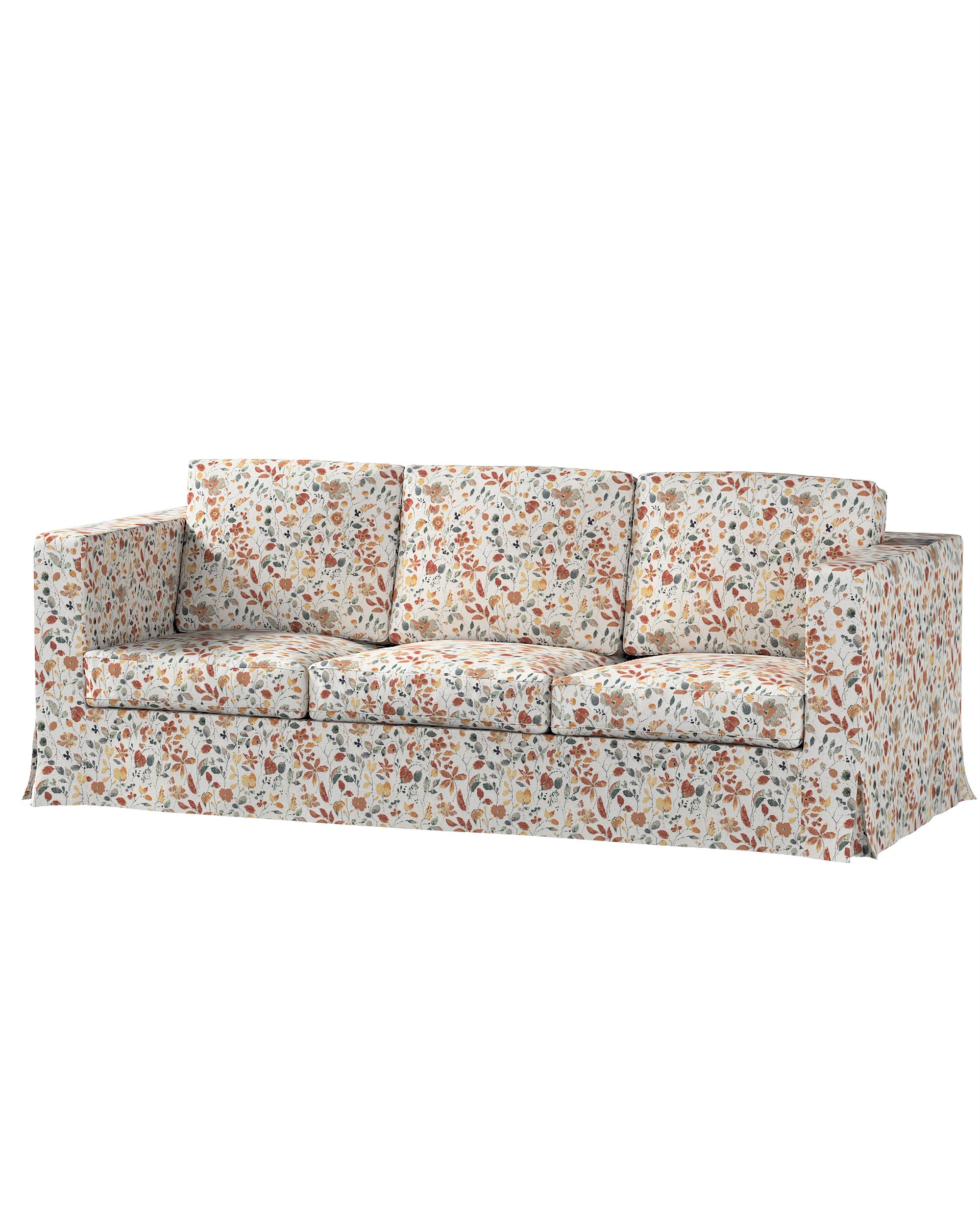 Bezug für Karlanda 3-Sitzer Sofa nicht ausklappbar, lang Farbe orange Stoff strukturiert, gemustert