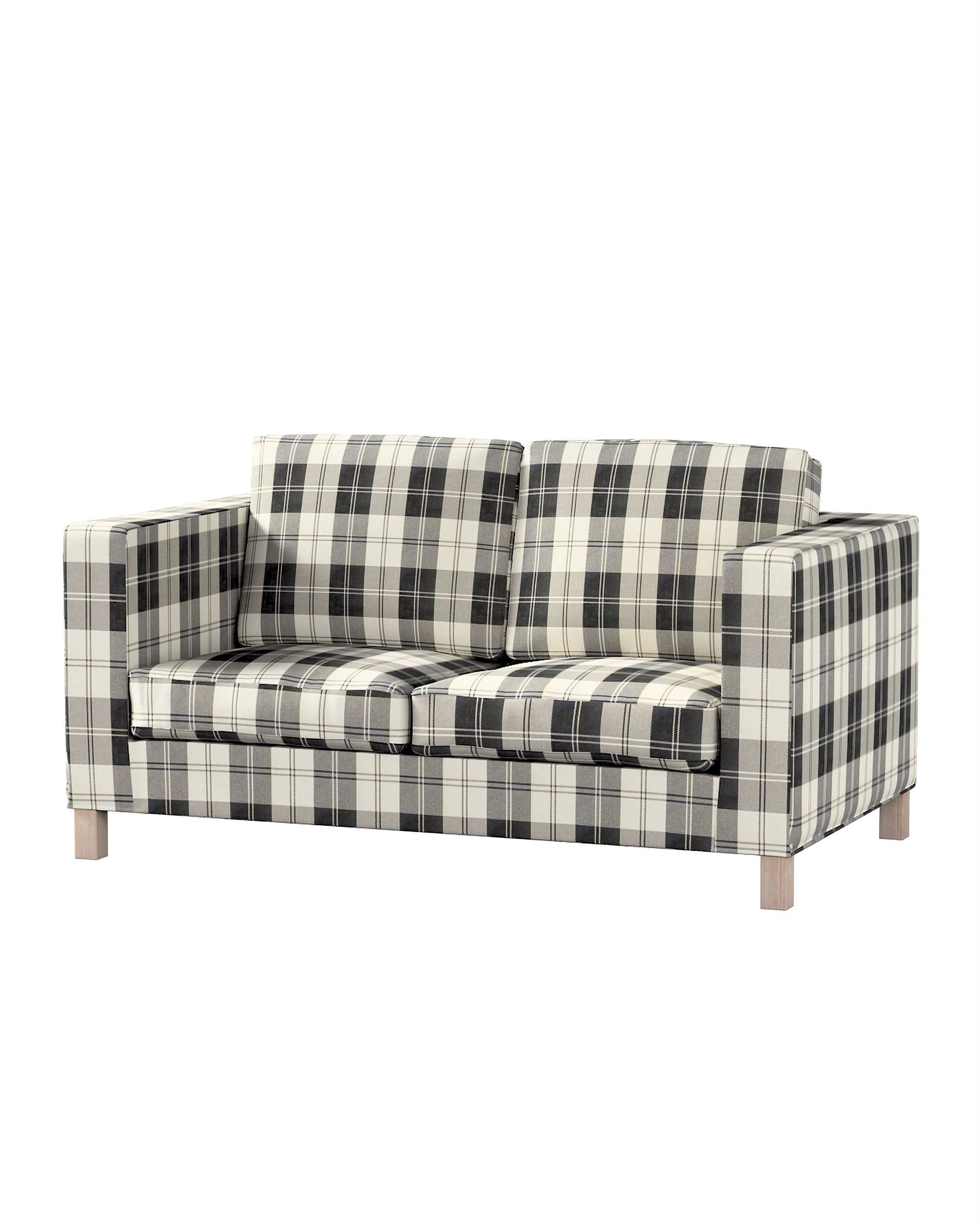 Bezug für Karlanda 2-Sitzer Sofa nicht ausklappbar, kurz Farbe schwarz Stoff strukturiert, gemustert