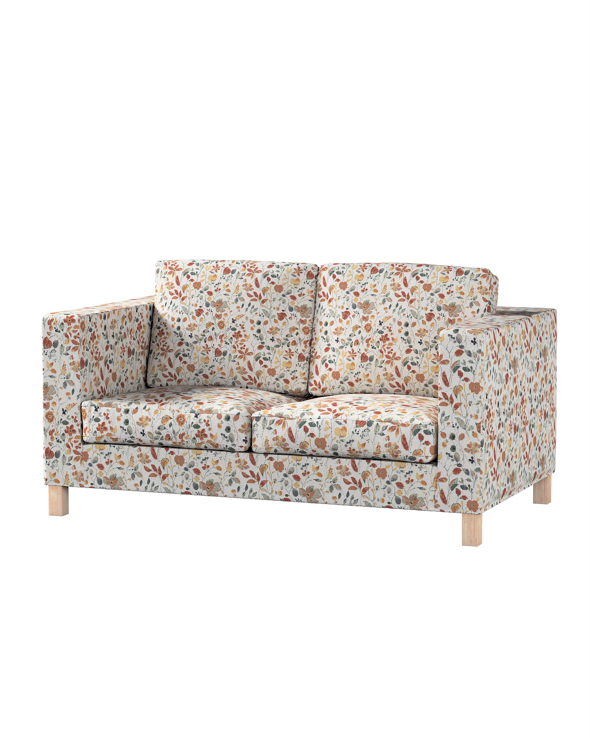 Bezug für Karlanda 2-Sitzer Sofa nicht ausklappbar, kurz Farbe orange Stoff strukturiert, gemustert
