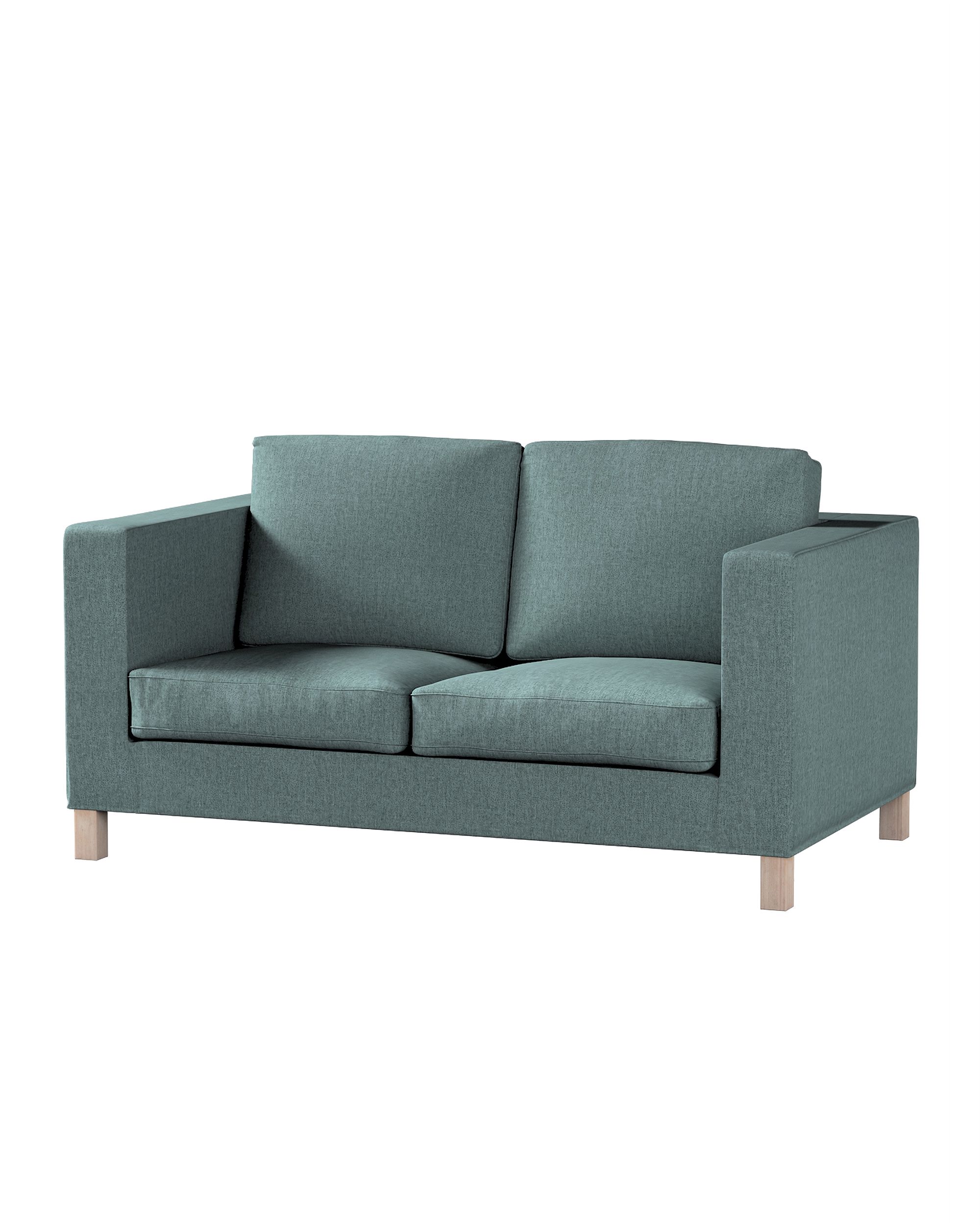 Bezug für Karlanda 2-Sitzer Sofa nicht ausklappbar, kurz Farbe blau Stoff strukturiert