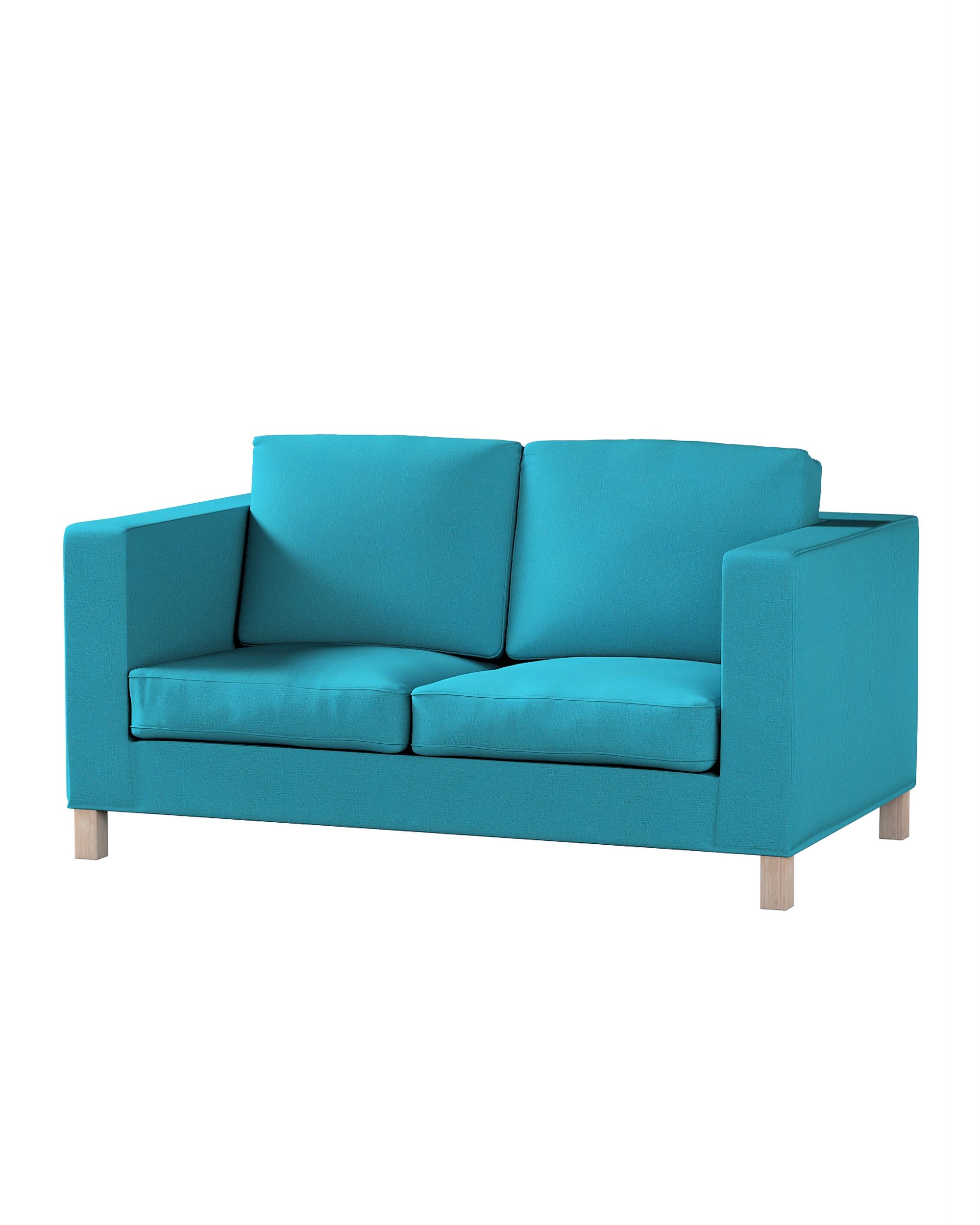 Bezug für Karlanda 2-Sitzer Sofa nicht ausklappbar, kurz Farbe blau Stoff strukturiert
