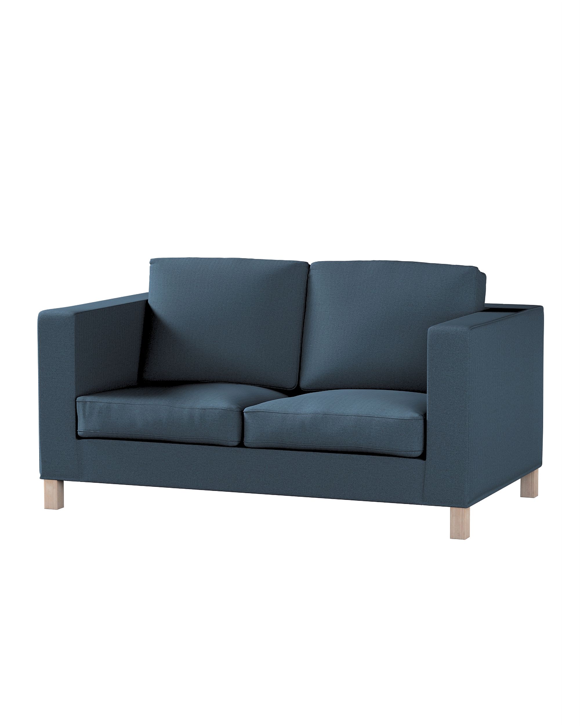 Bezug für Karlanda 2-Sitzer Sofa nicht ausklappbar, kurz Farbe blau Stoff strukturiert